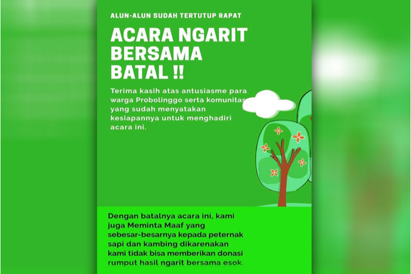 Alun-alun Dipagari Seng, Ngarit Bareng Batal Dilakukan