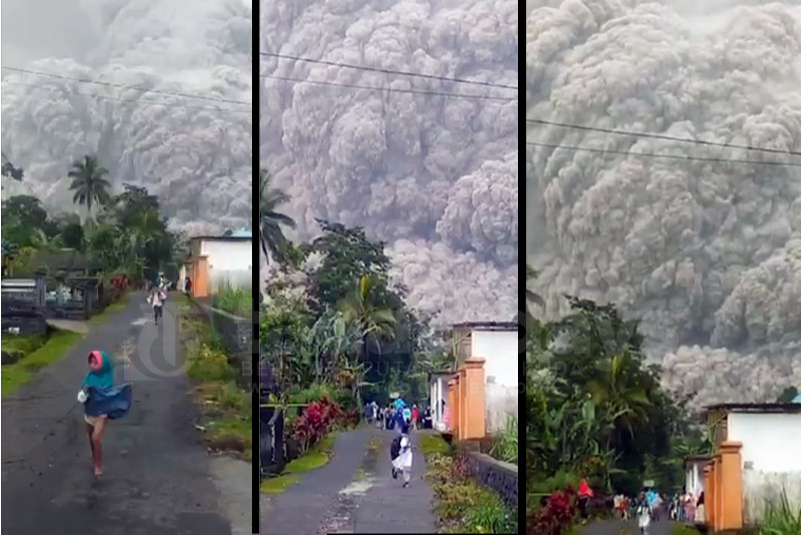 Gunung Semeru Erupsi Hebat, Warga Lari Ketakutan, Jembatan Perak Putus