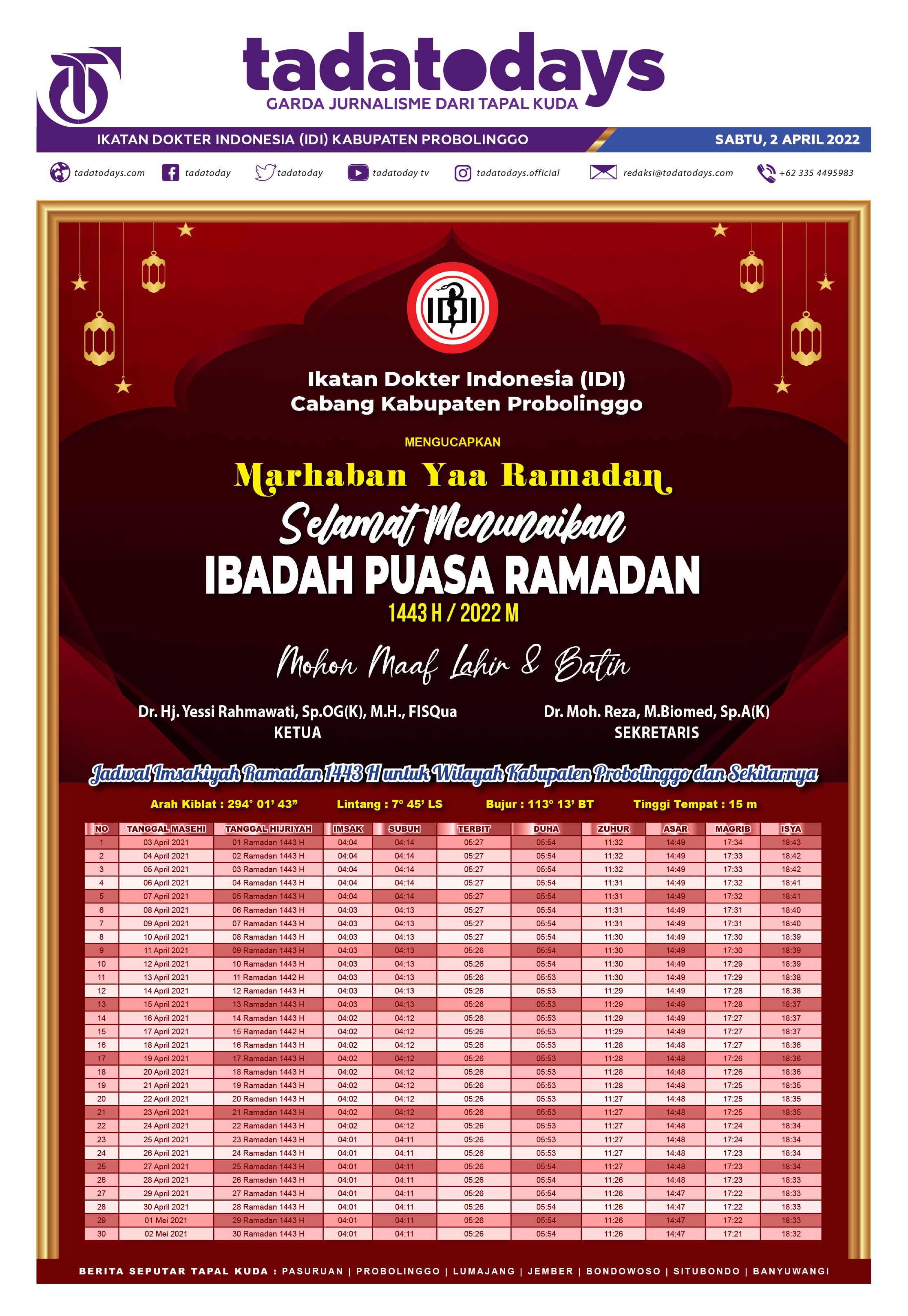 Ikatan Dokter Indonesia Kabupaten Probolinggo; Marhaban Ya Ramadan 1443 Hijiriyah