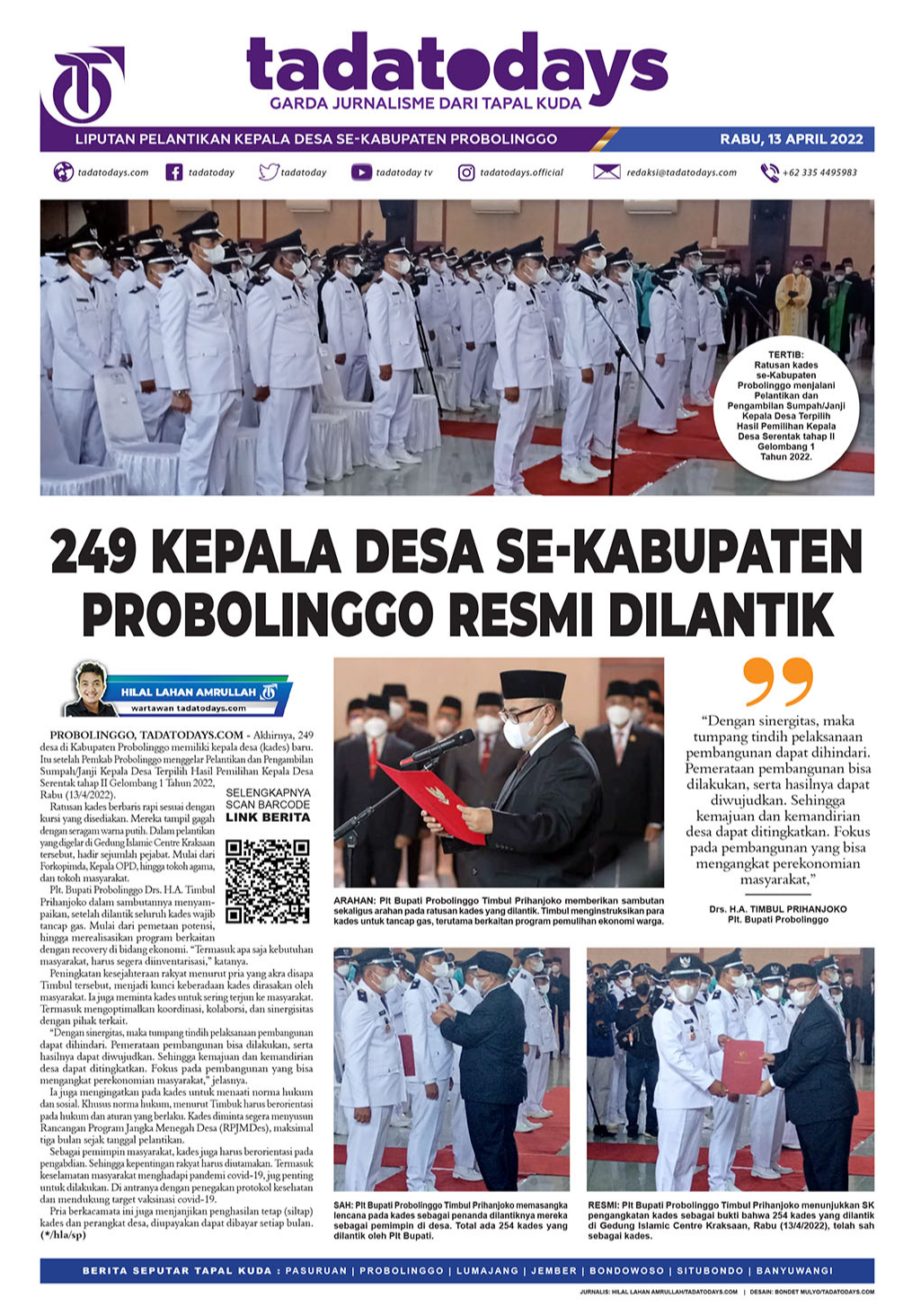 249 Kepala Desa se-Kabupaten Probolinggo Dilantik