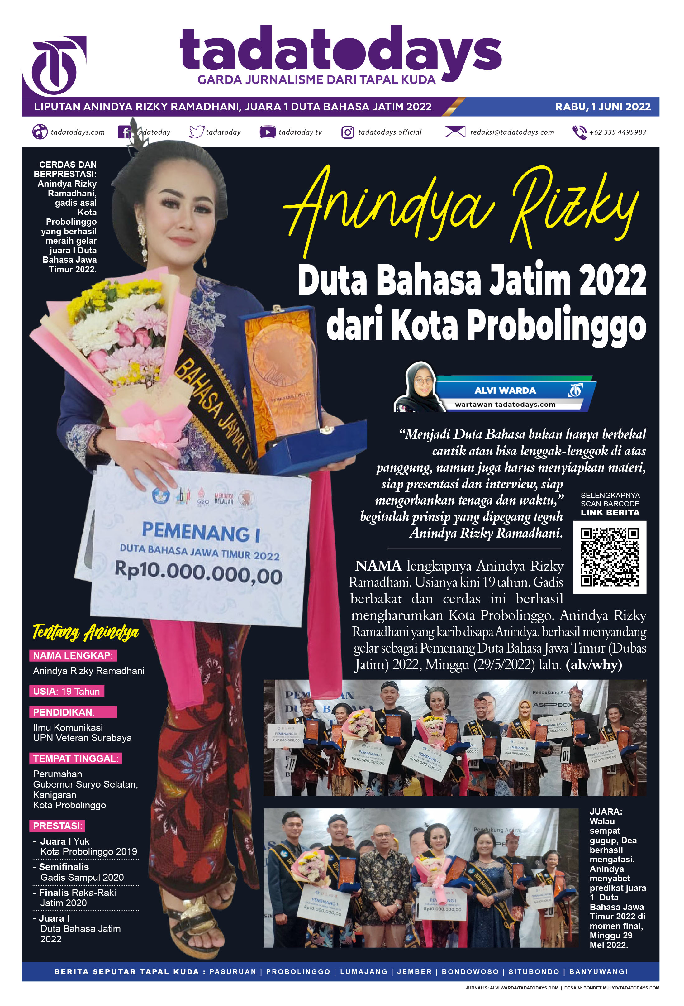 Anindya Rizky, Duta Bahasa Jatim 2022 asal Kota Probolinggo