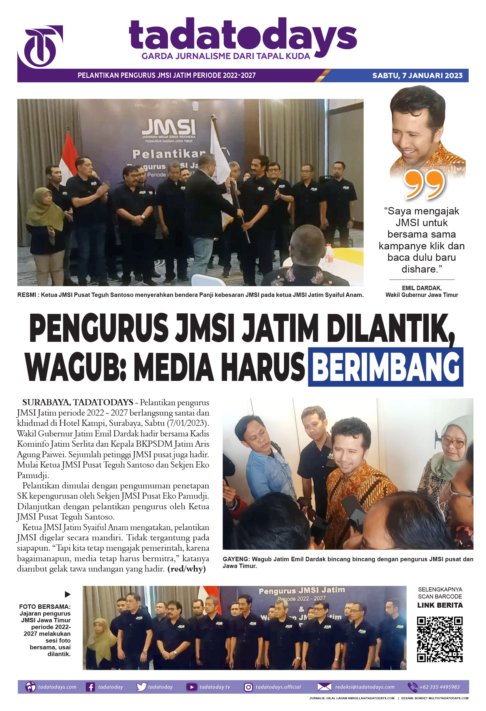 Pengurus JMSI Jawa Timur Dilantik, Wagub: Media Harus Berimbang