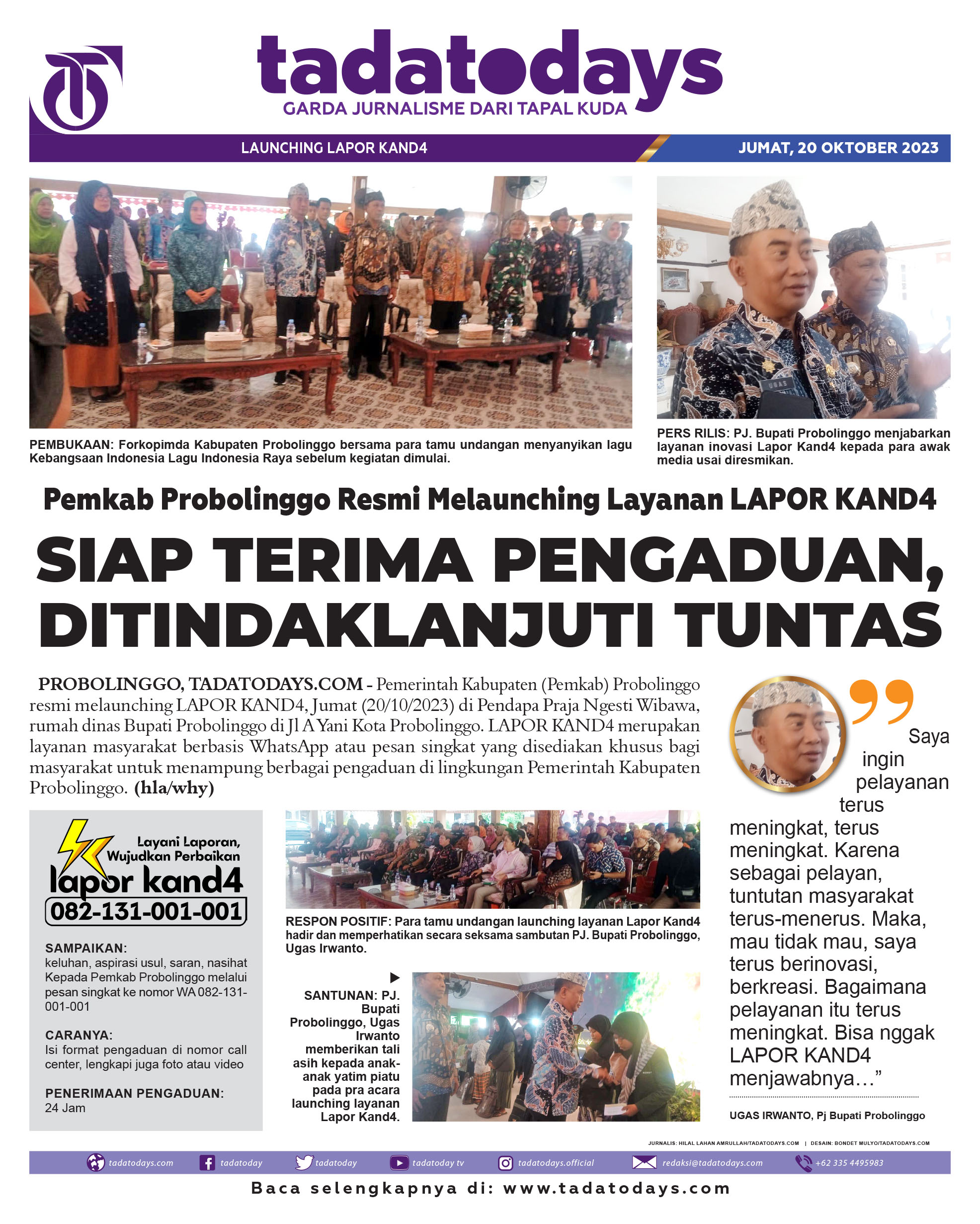 Pemkab Probolinggo Resmi Launching Layanan LAPOR KAND4