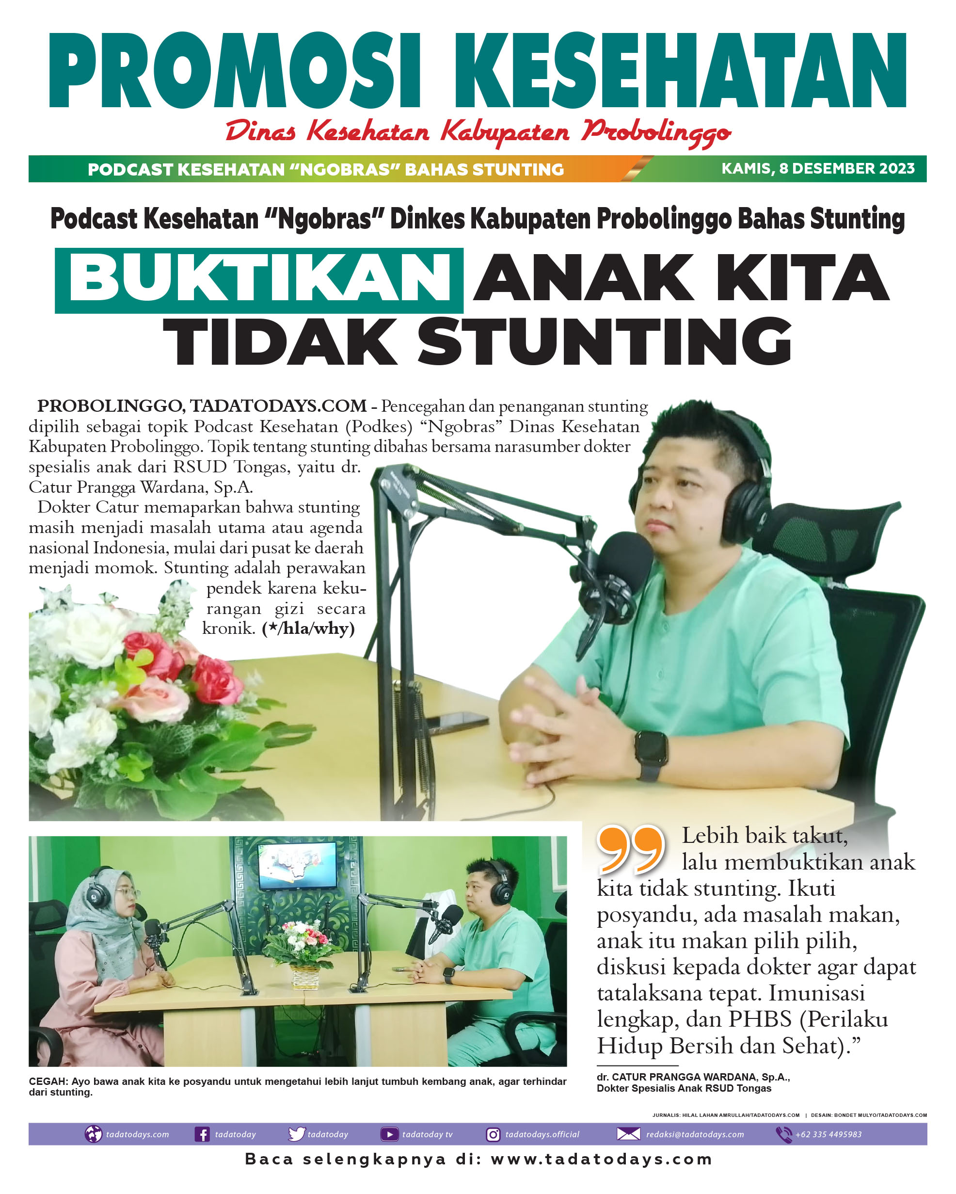 Tadatodays Com Podcast Kesehatan Ngobras Dinkes Kabupaten Probolinggo Membahas Stunting