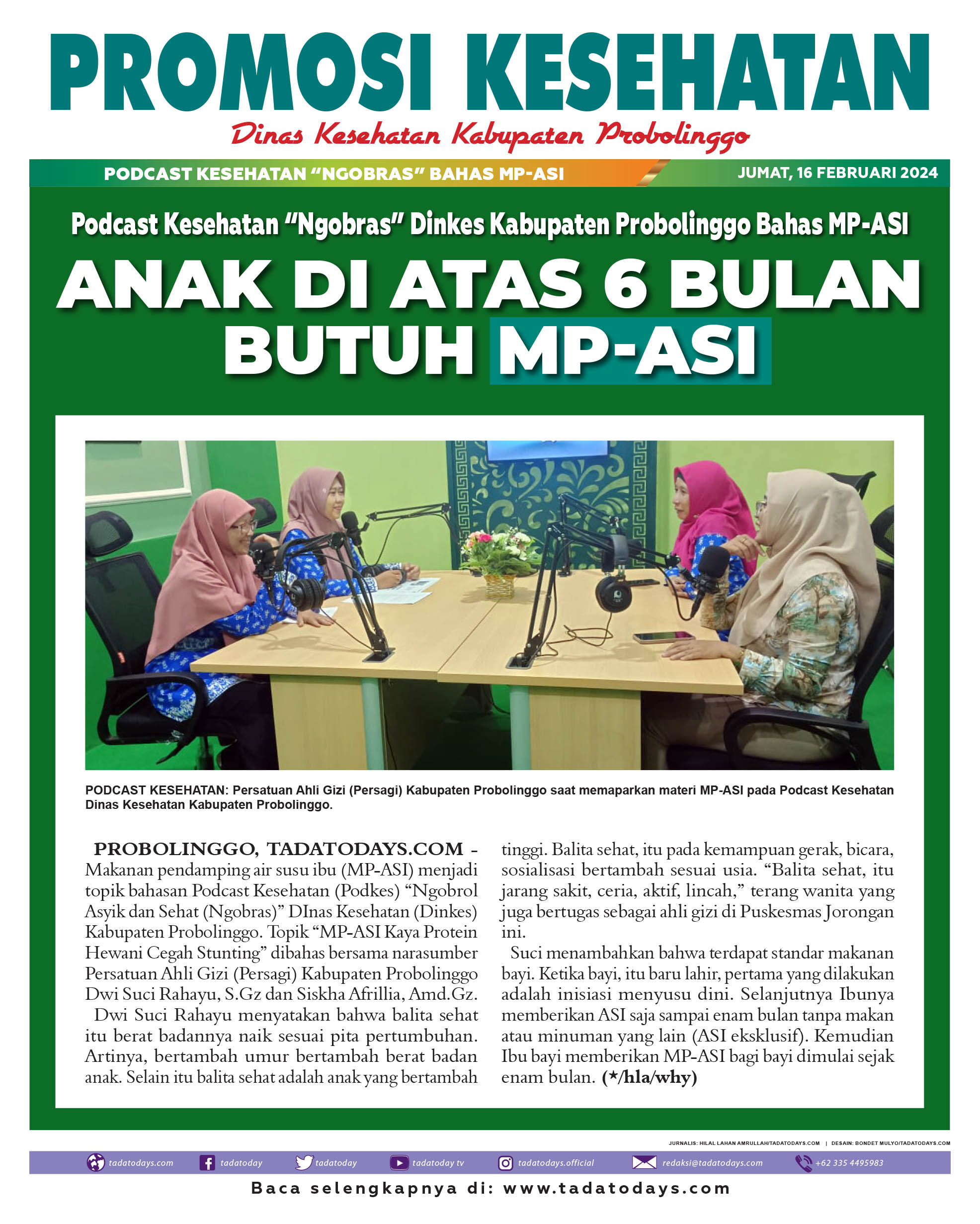 Podcast Kesehatan “Ngobras” Dinkes Kabupaten Probolinggo Membahas MP-ASI