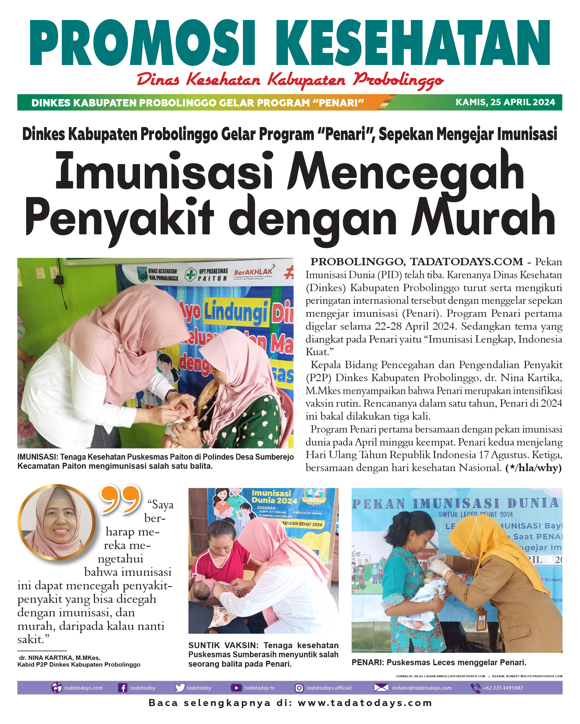 Dinkes Kabupaten Probolinggo Menggelar Program “Penari”, Sepekan Mengejar Imunisasi