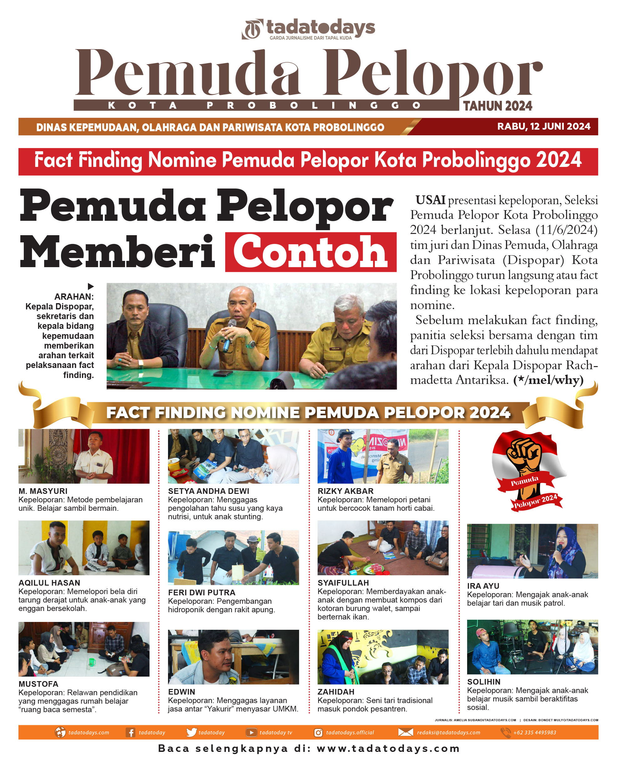 Fact Finding Nomine Pemuda Pelopor Kota Probolinggo 2024; Pemuda Pelopor Beri Contoh