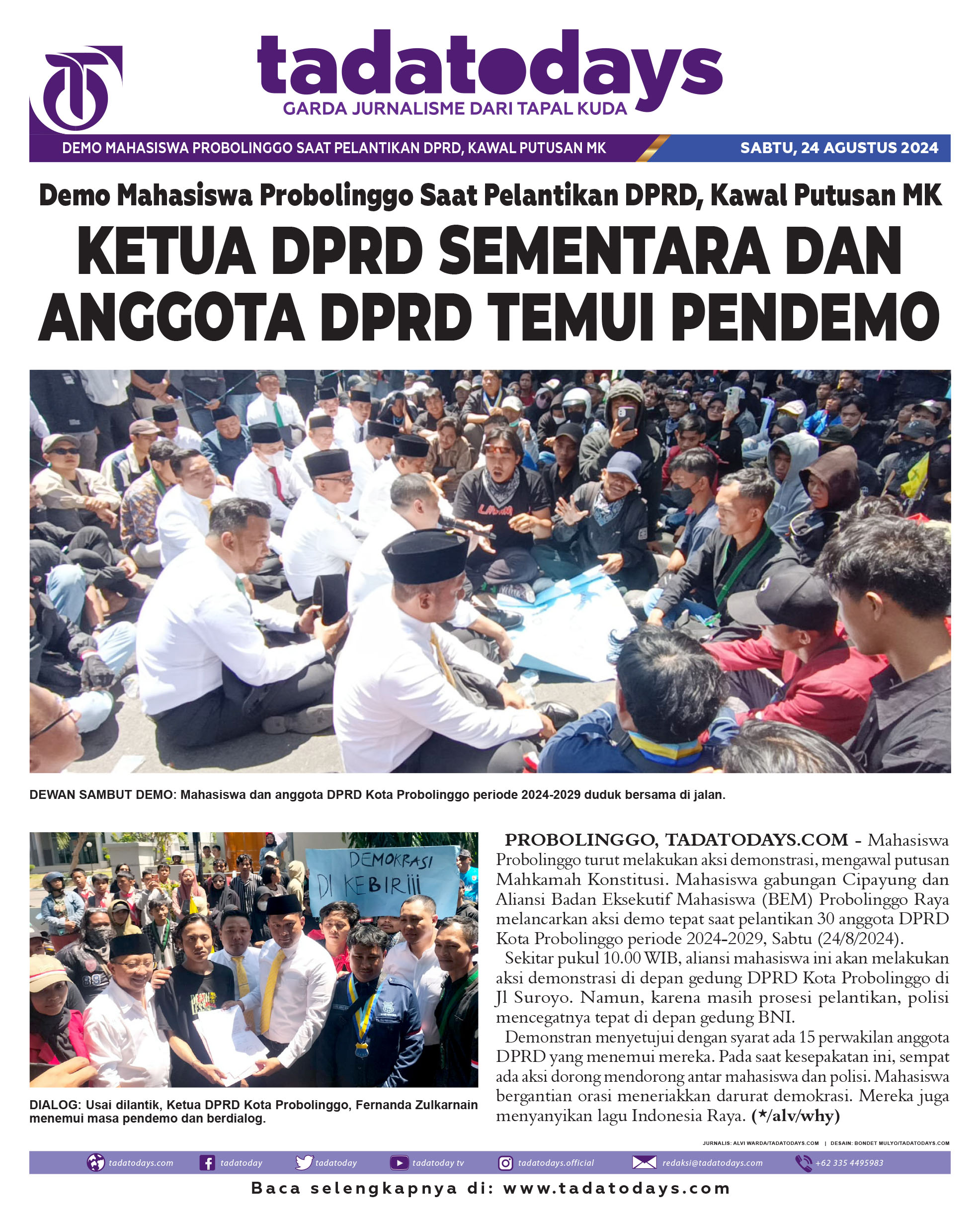 Demo Mahasiswa Probolinggo Saat Pelantikan DPRD, Mengawal Putusan MK