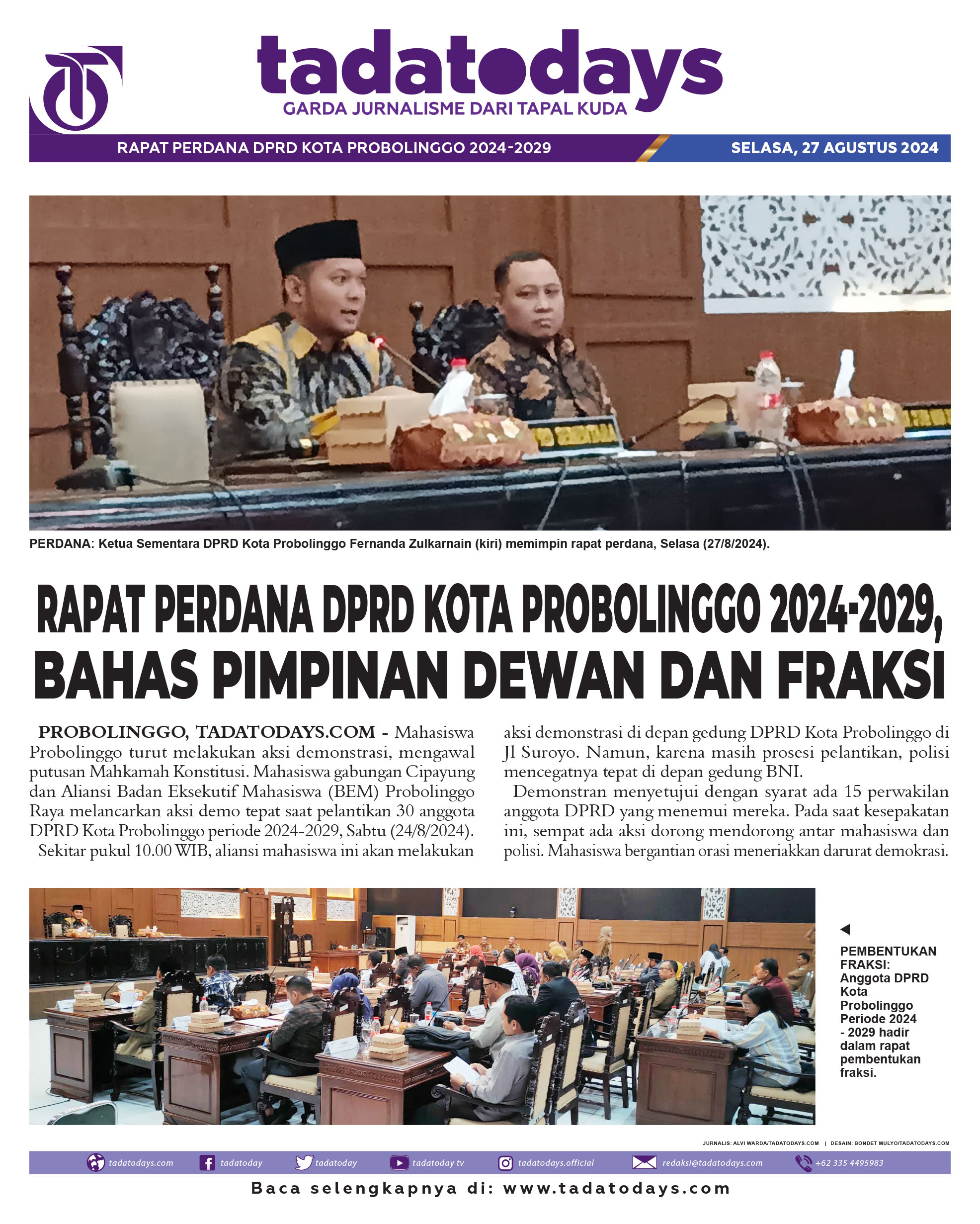 Rapat Perdana DPRD Kota Probolinggo 2024-2029, Membahas Pimpinan Dewan dan Fraksi