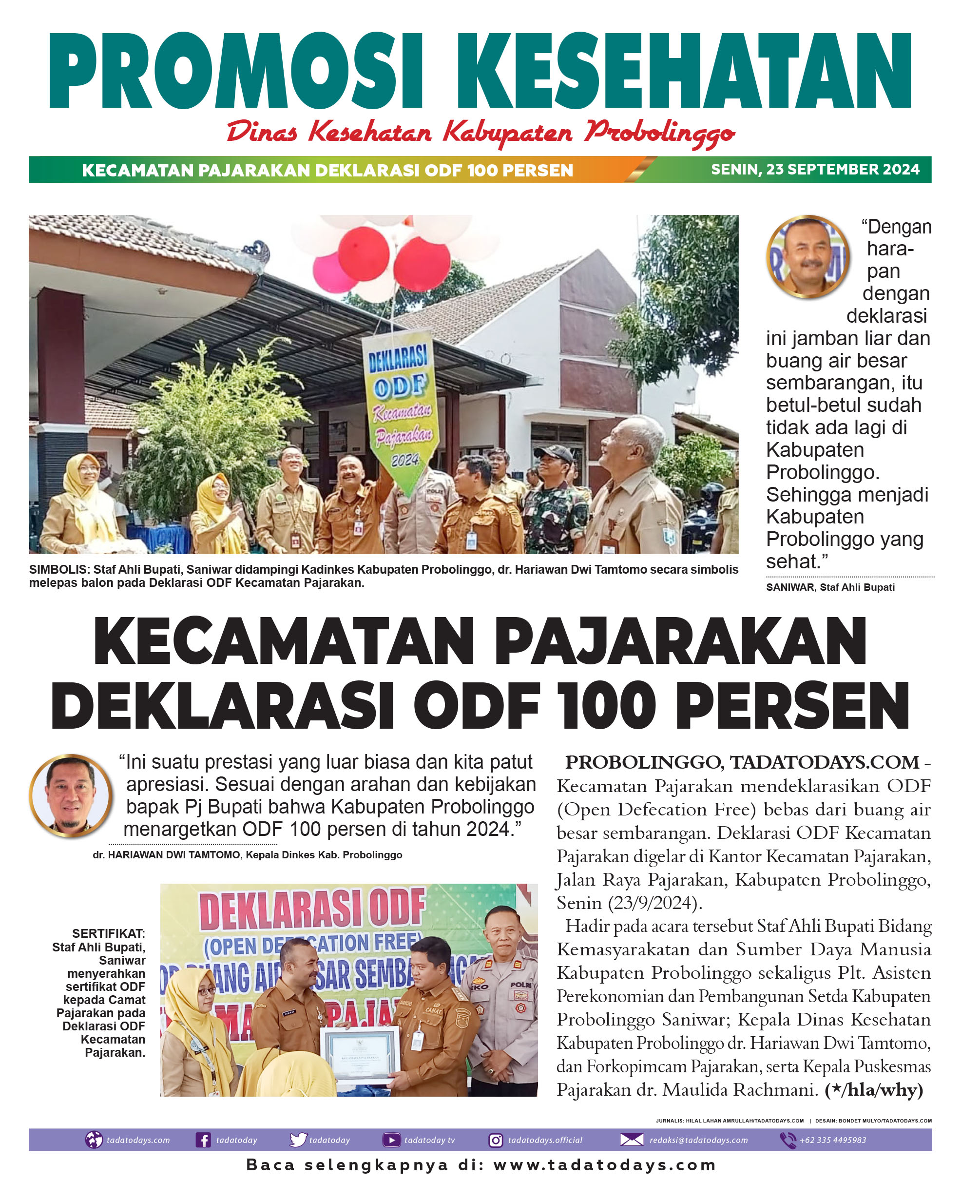 Kecamatan Pajarakan Mendeklarasikan ODF 100 Persen