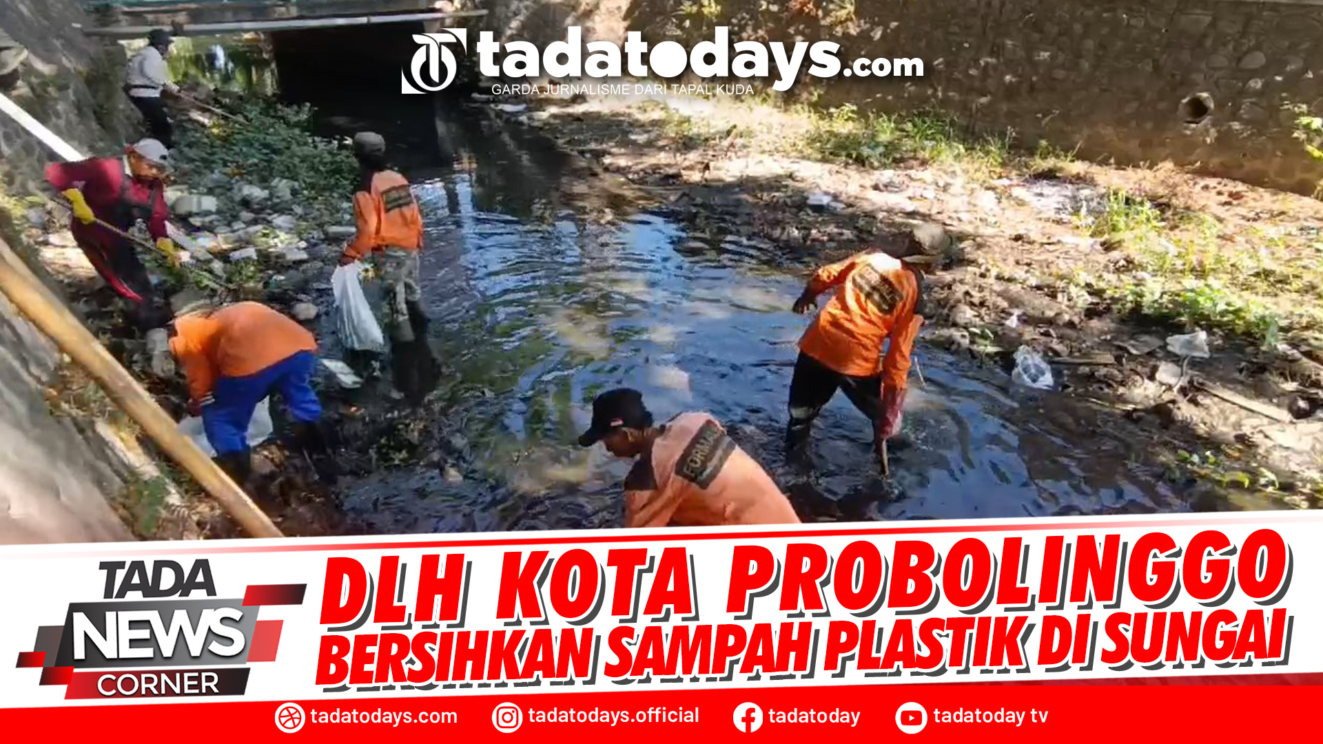 DLH KOTA PROBOLINGGO BERSIHKAN SAMPAH PLASTIK DI SUNGAI