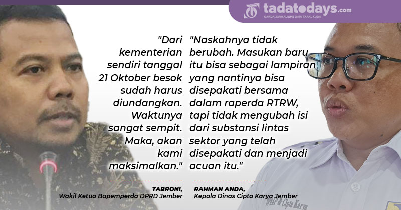 Raperda RTRW Jember 2024-2044 Kembali Dibahas, 21 Oktober 2024 Disahkan