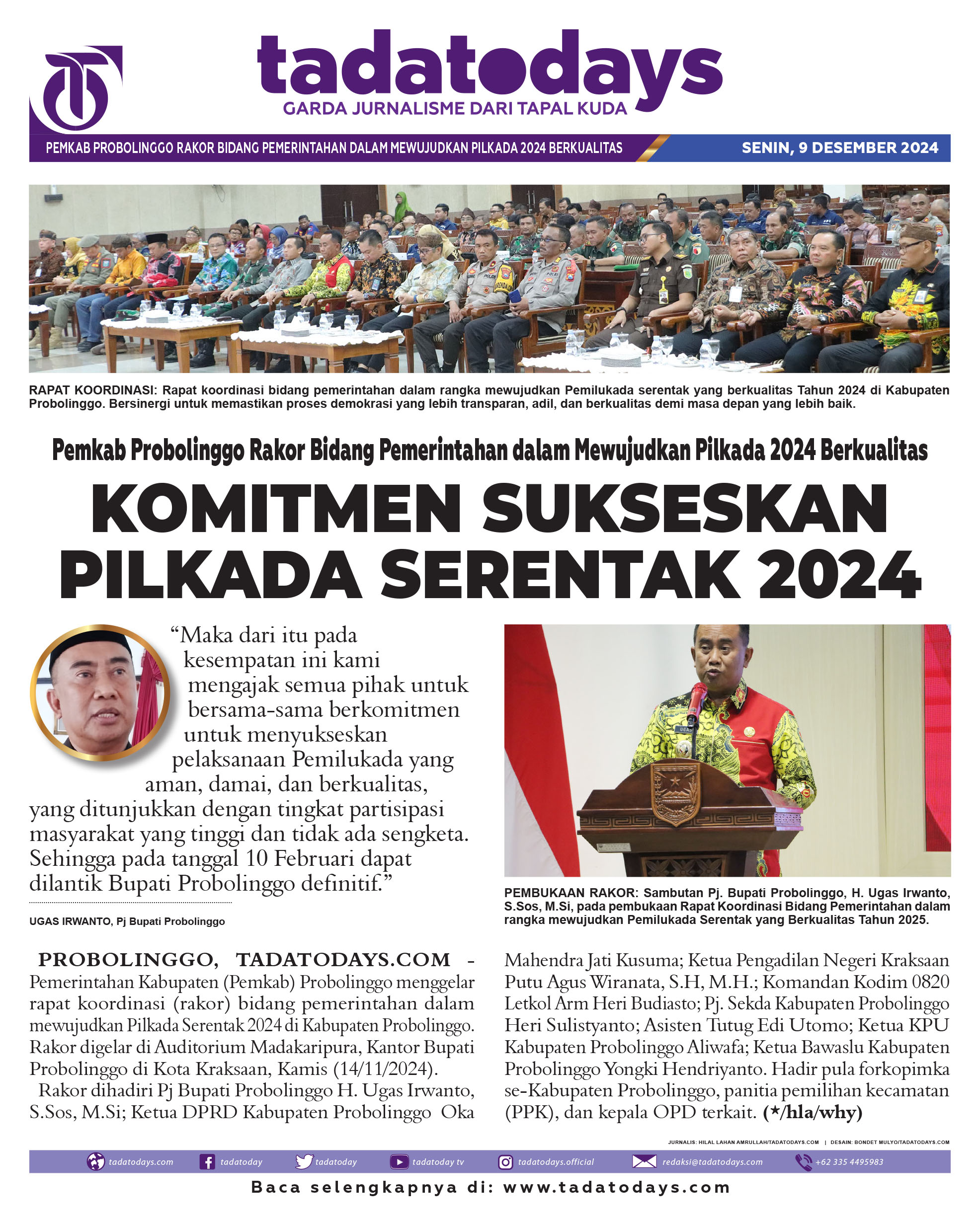 Pemkab Probolinggo Rakor Bidang Pemerintahan dalam Wujudkan Pilkada 2024 Berkualitas