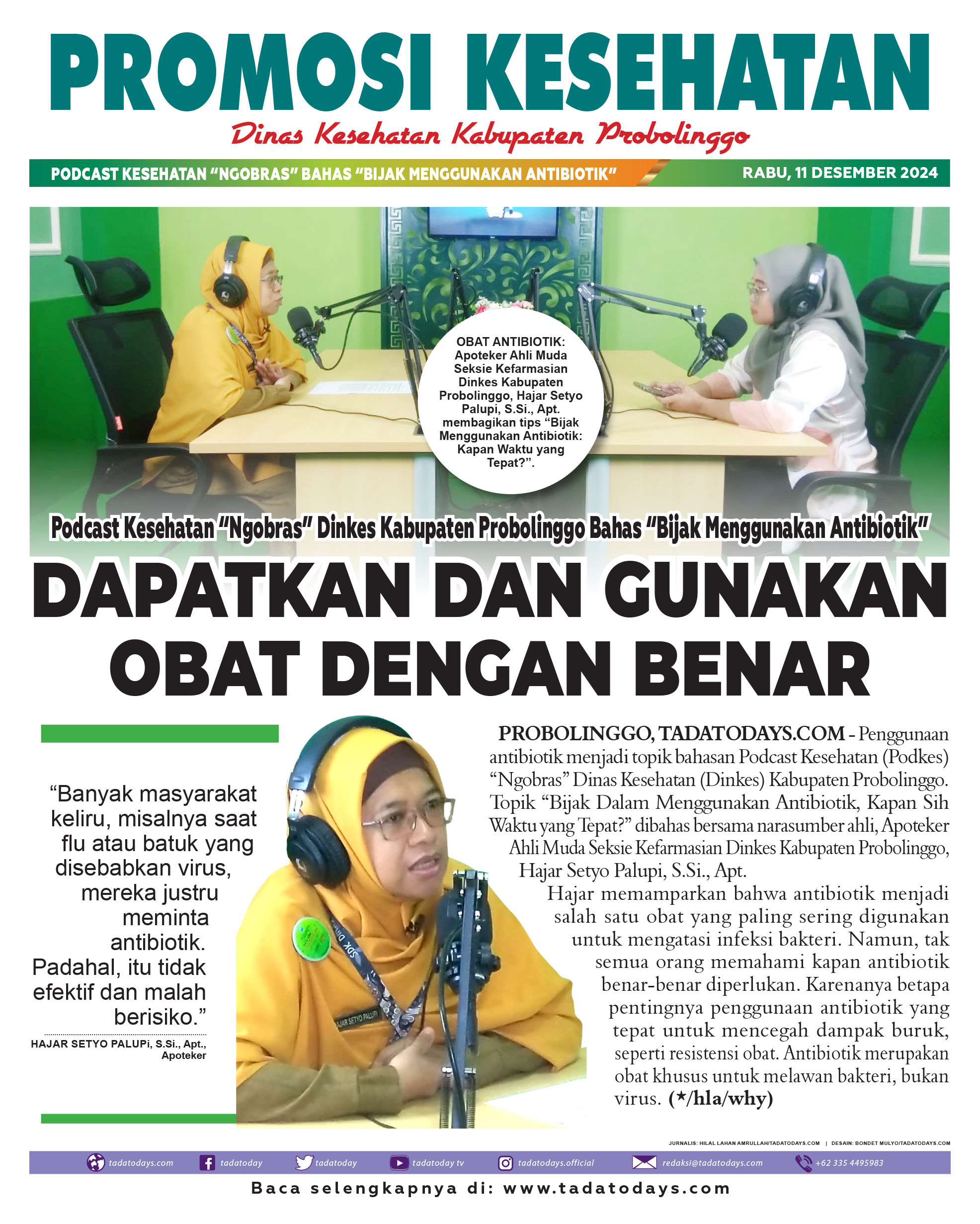 Podcast Kesehatan “Ngobras” Dinkes Kabupaten Probolinggo Membahas “Bijak Menggunakan Antibiotik”
