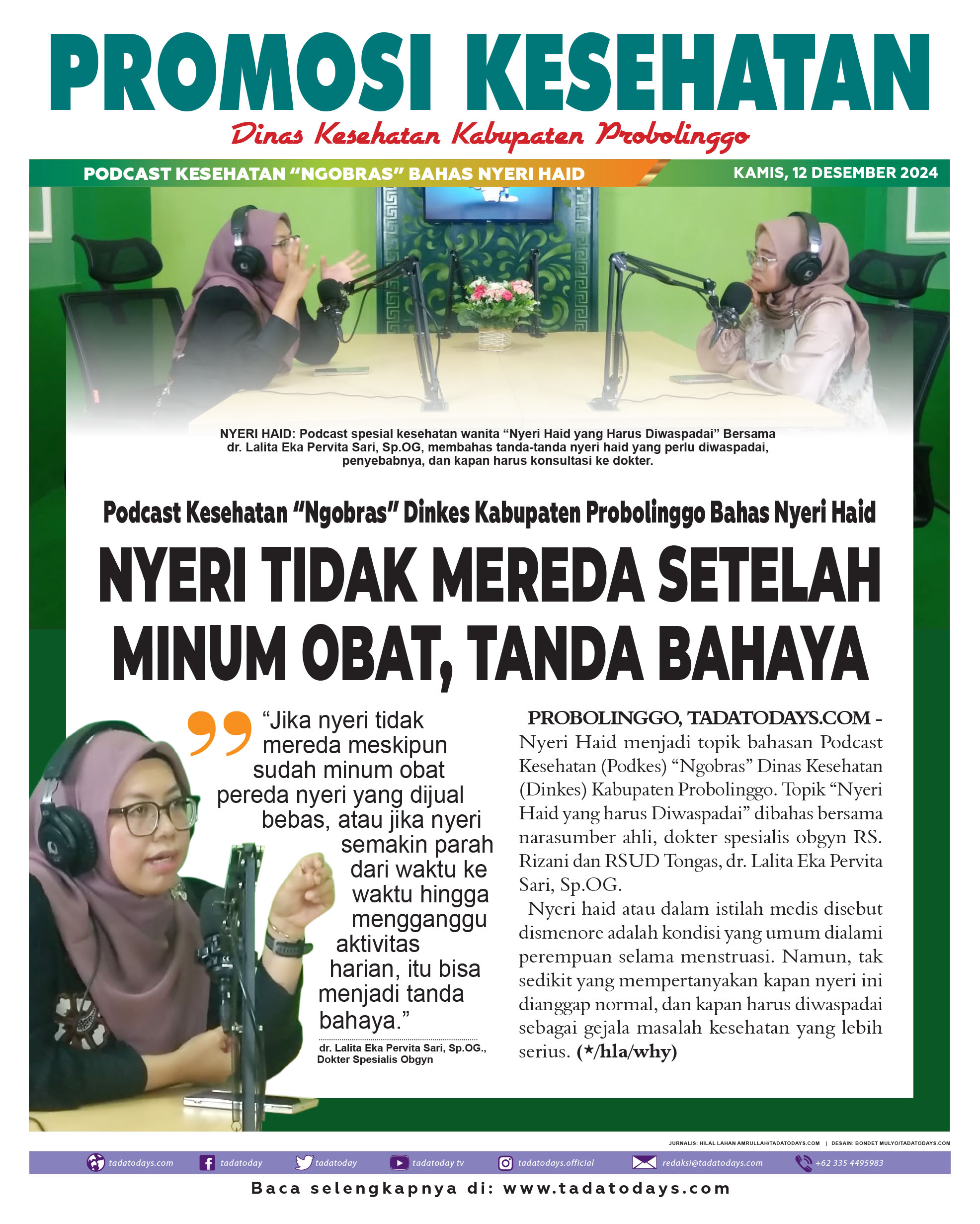 Podcast Kesehatan “Ngobras” Dinkes Kabupaten Probolinggo Membahas Nyeri Haid