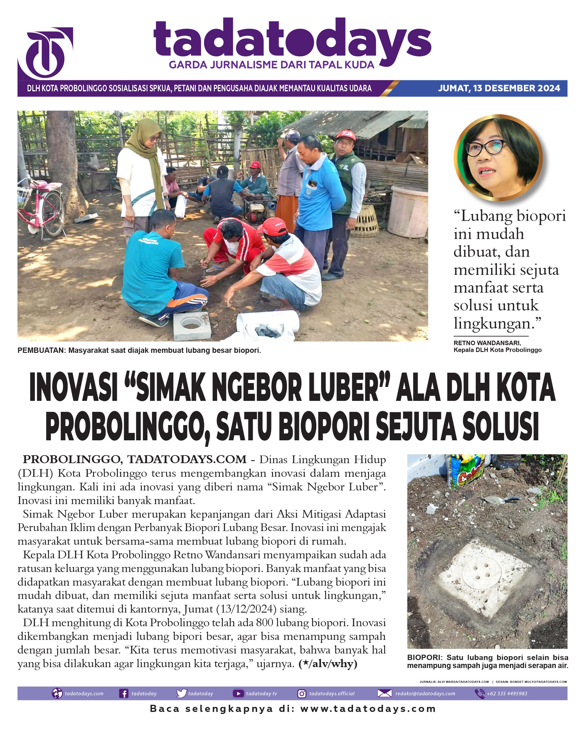 Inovasi “Simak Ngebor Luber” ala DLH Kota Probolinggo, 1 Biopori Sejuta Solusi