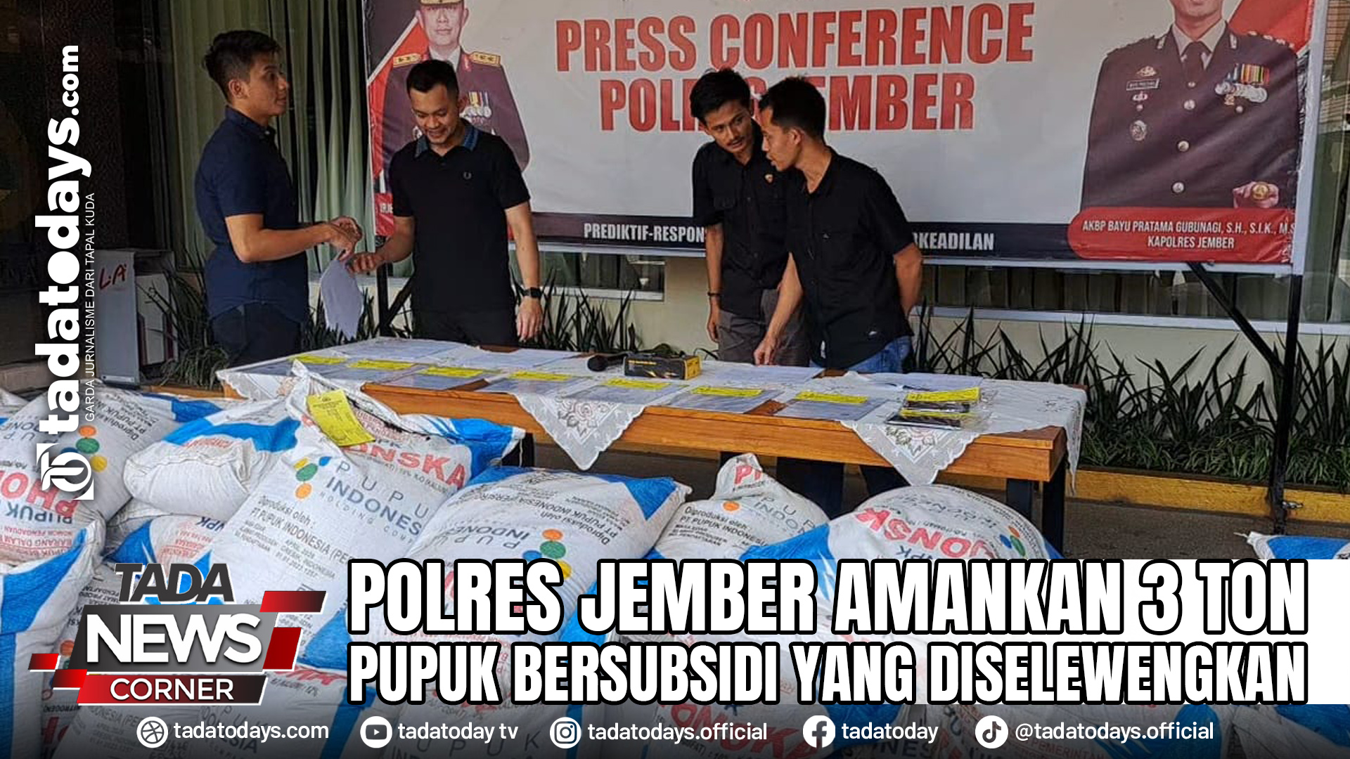 POLRES JEMBER AMANKAN 3 TON PUPUK BERSUBSIDI YANG DISELEWENGKAN