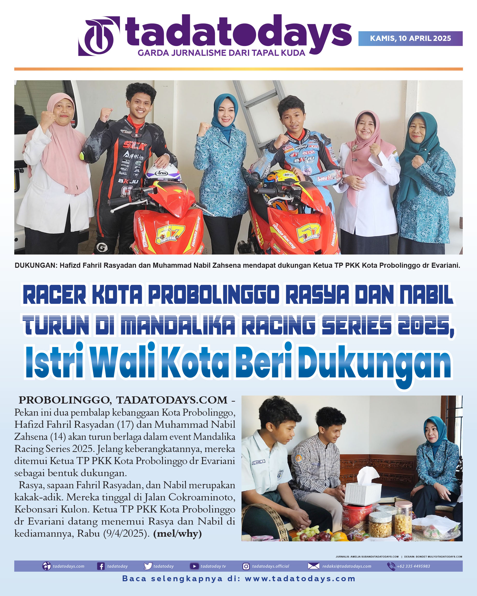 Racer Kota Probolinggo Rasya dan Nabil Turun di Mandalika Racing Series 2025, Istri Wali Kota Memberi Dukungan