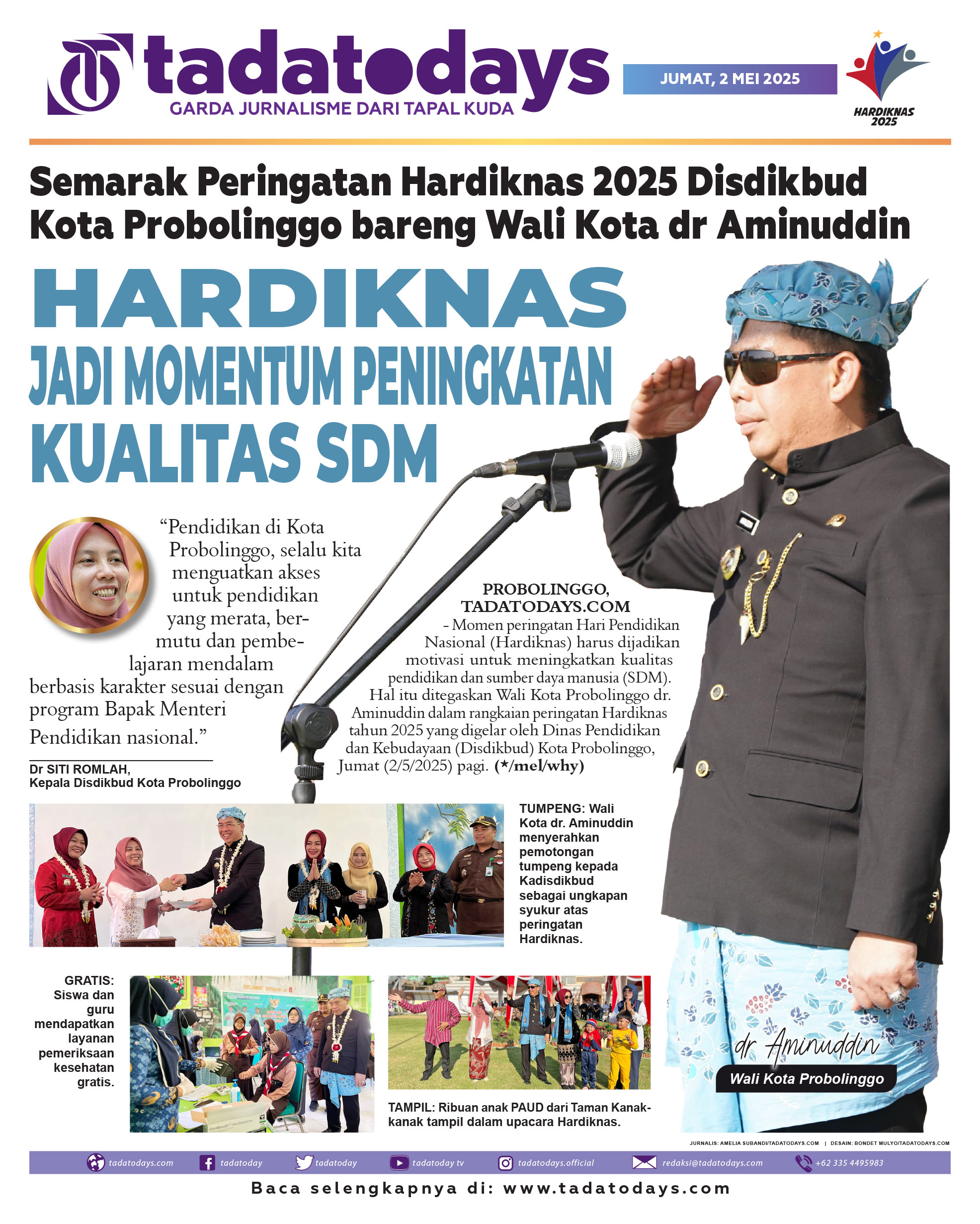 Semarak Peringatan Hardiknas 2025 Disdikbud Kota Probolinggo Bersama Wali Kota dr Aminuddin