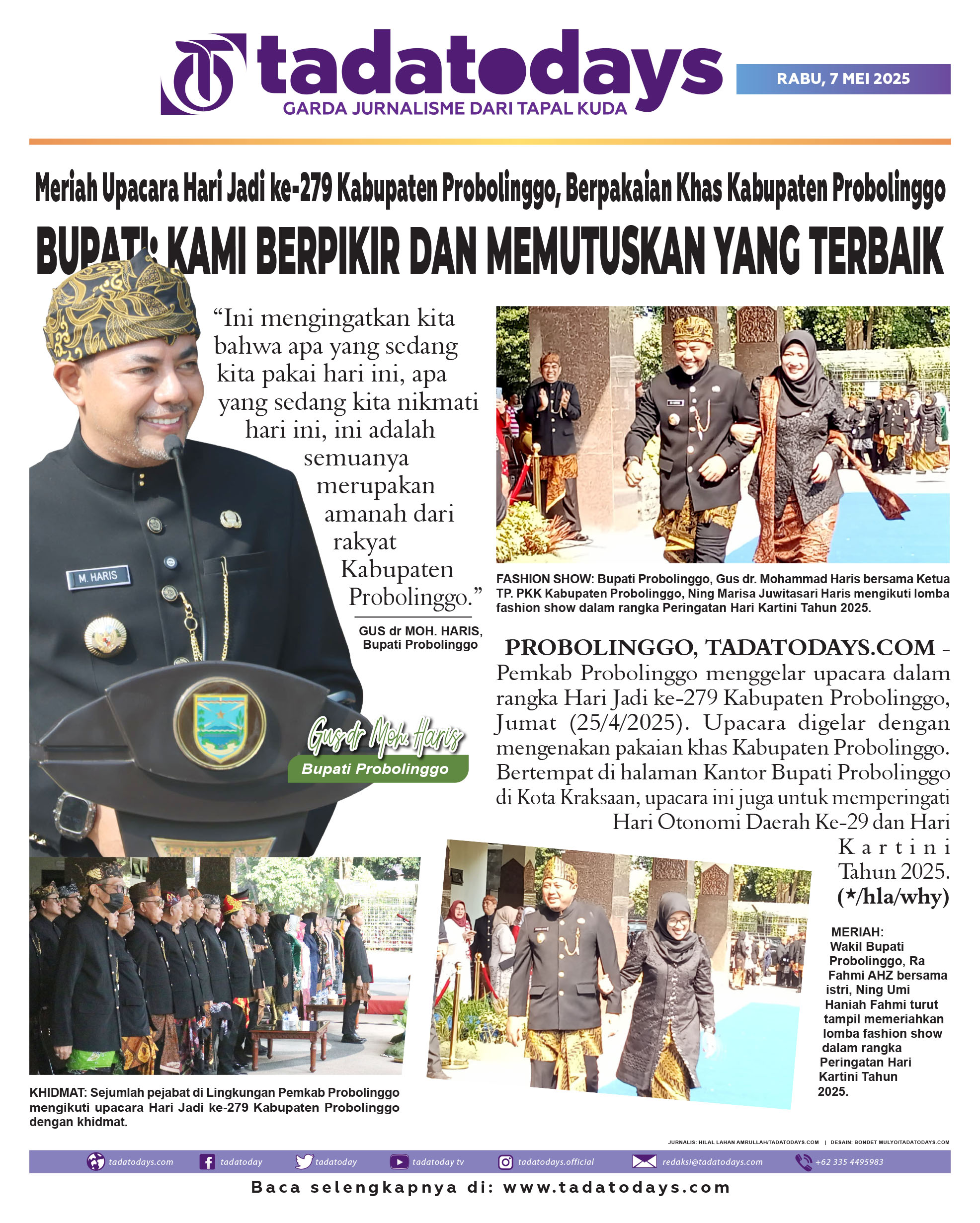 Meriahnya Upacara Hari Jadi ke-279 Kabupaten Probolinggo, Berpakaian Khas Kabupaten Probolinggo