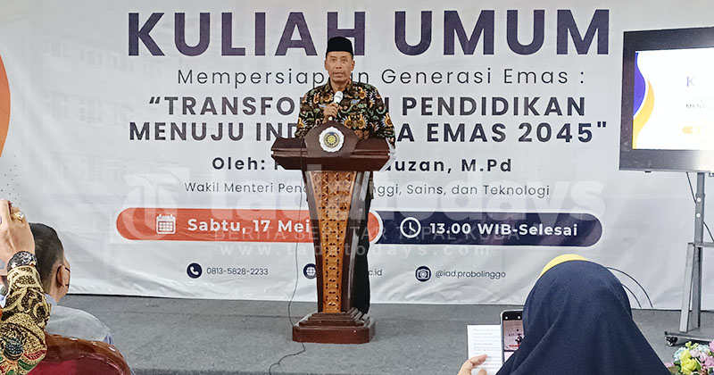 Wamen Diktisaintek Kuliah Umum di IAD Kota Probolinggo Bahas Transformasi Pendidikan