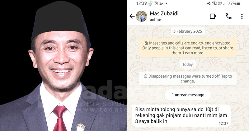Nomor WA Wakil Ketua DPRD Kabupaten Probolinggo HM Zubaidi Dihack untuk Penipuan