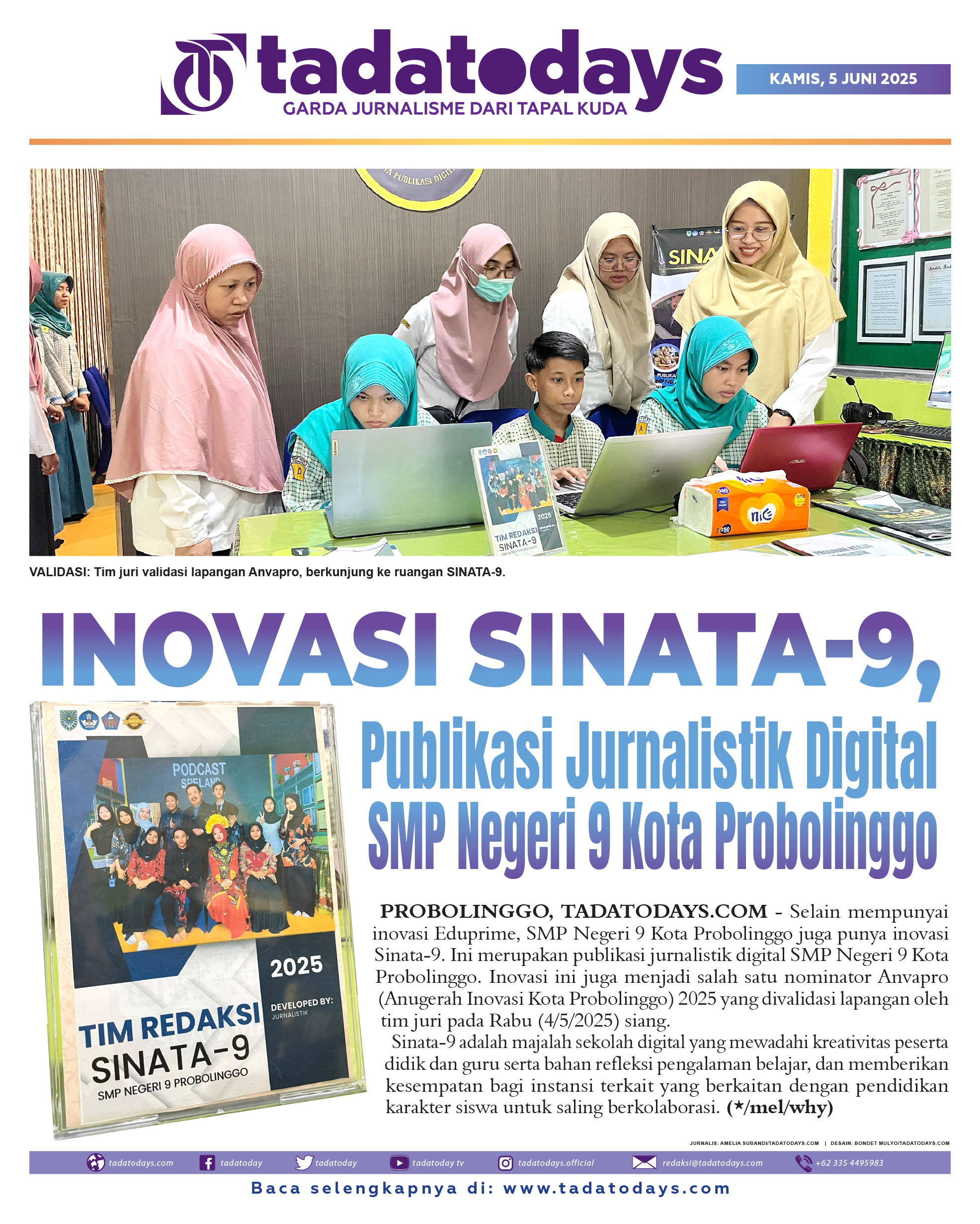 Inovasi Sinata-9, Publikasi Jurnalistik Digital dari SMP Negeri 9 Kota Probolinggo