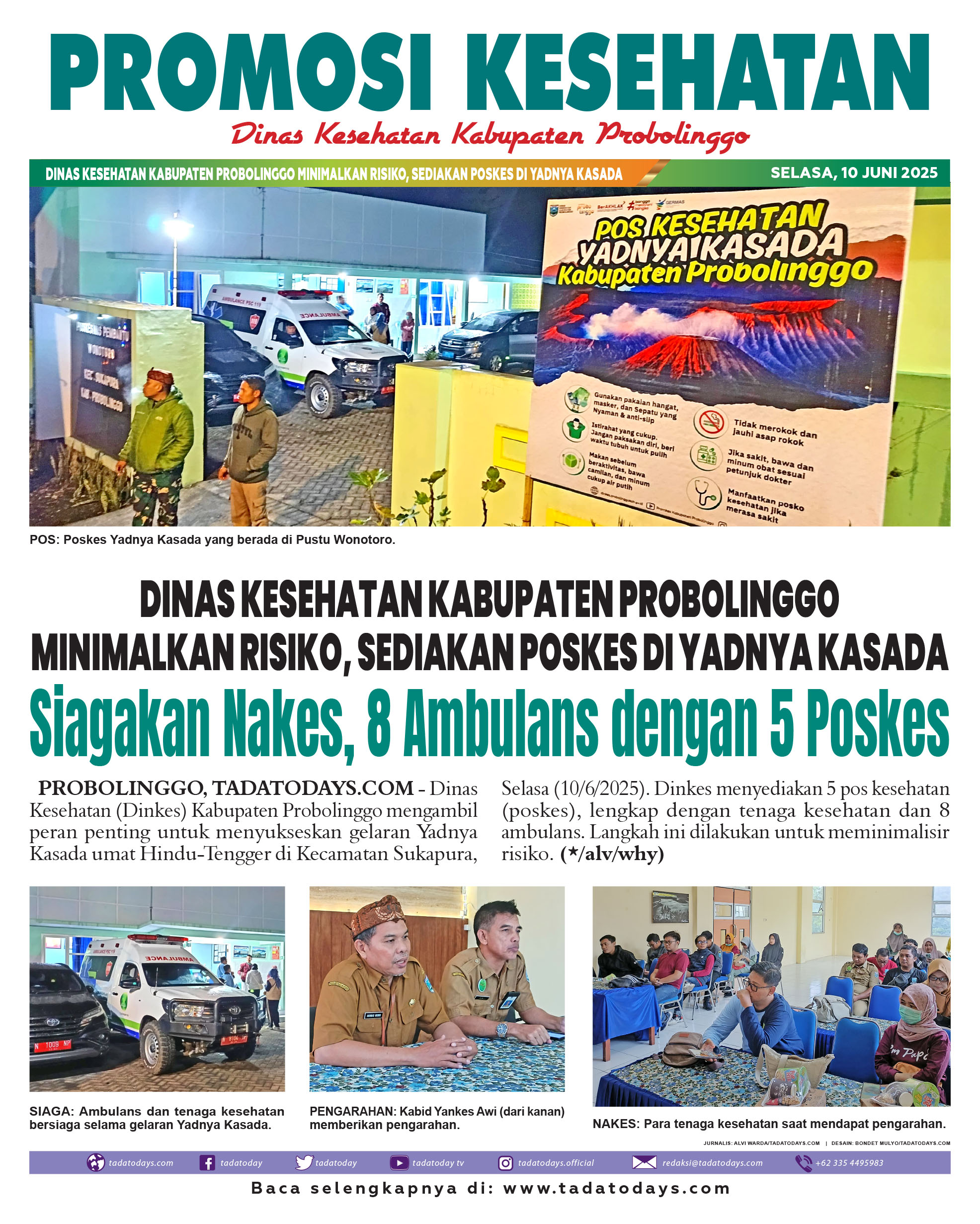 Dinas Kesehatan Kabupaten Probolinggo Meminimalkan Risiko, Sediakan Poskes di Yadnya Kasada