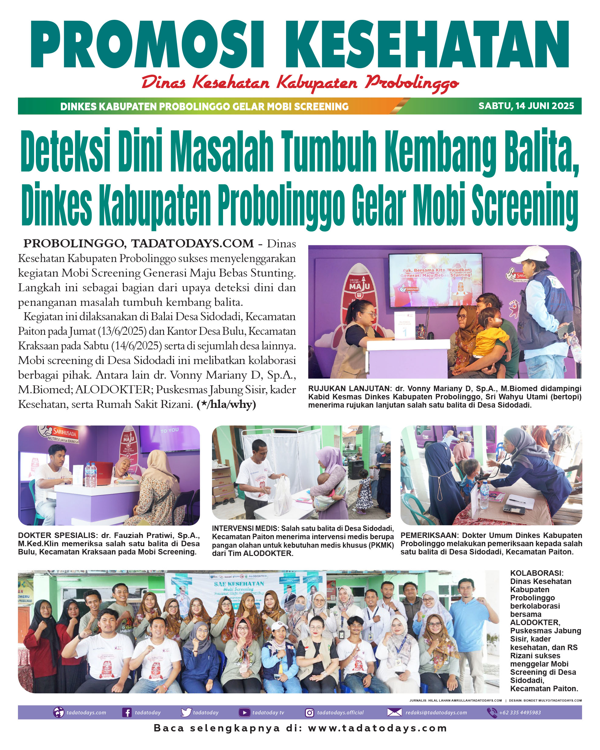 Deteksi Dini Masalah Tumbuh Kembang Balita, Dinkes Kabupaten Probolinggo Menggelar Mobi Screening