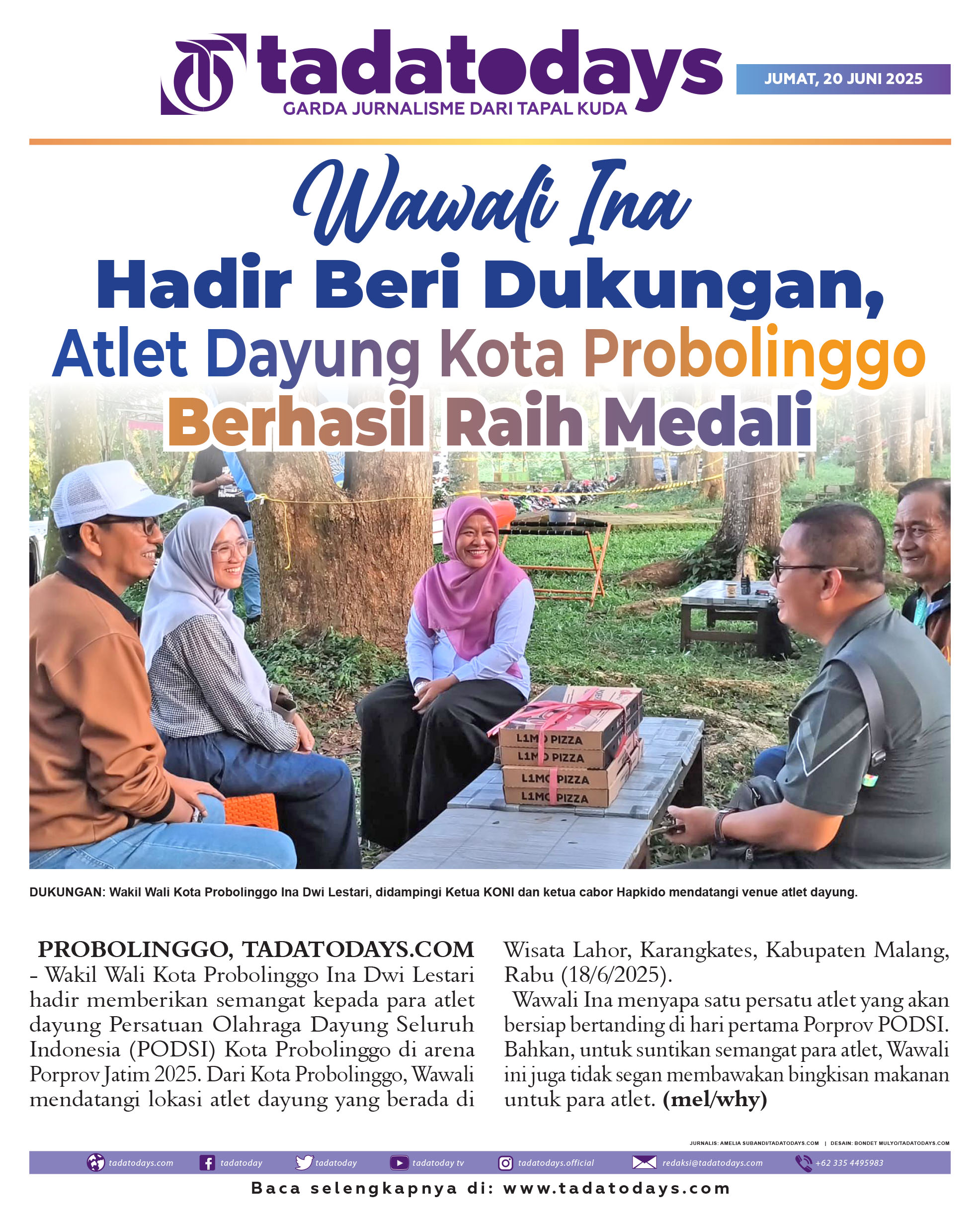 Wawali Ina Hadir Beri Dukungan, Atlet Dayung Kota Probolinggo Berhasil Meraih Medali