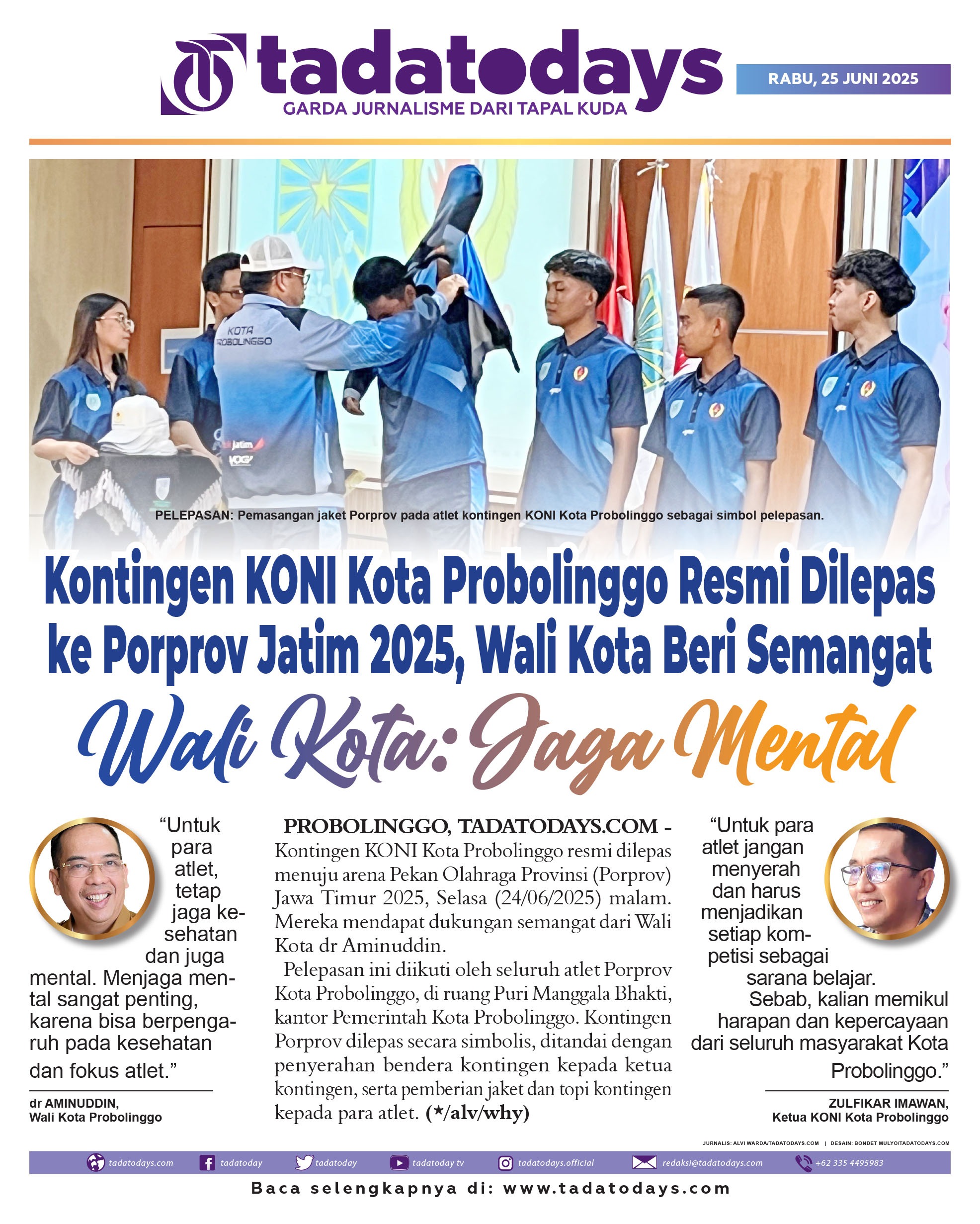 Kontingen KONI Kota Probolinggo Resmi Dilepas ke Porprov Jatim 2025, Wali Kota Memberi Semangat