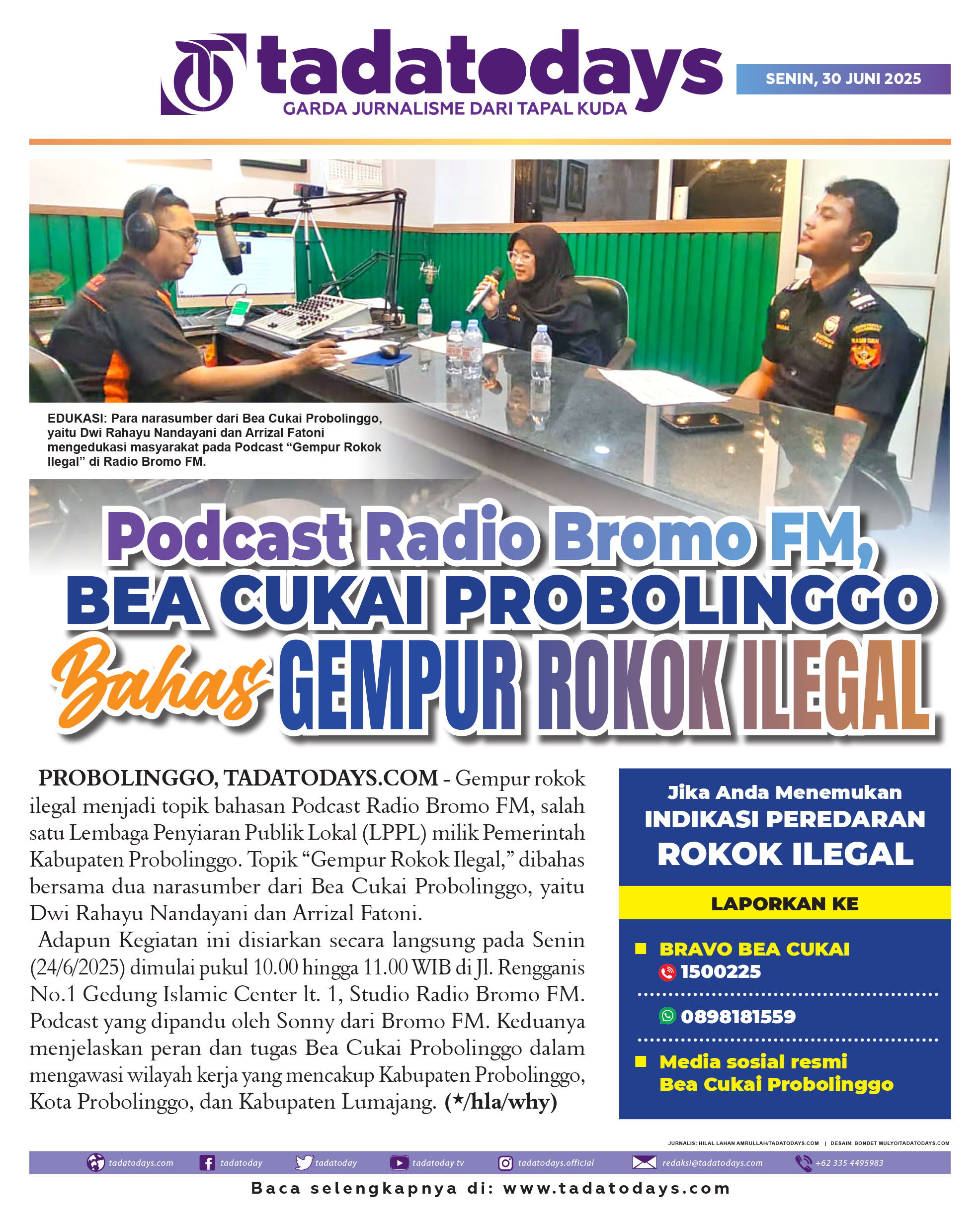 Podcast Radio Bromo FM, Bea Cukai Probolinggo Membahas Gempur Rokok Ilegal