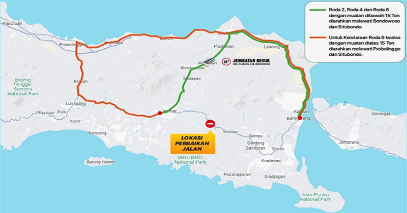 Jalur Gumitir Ditutup selama 2 Bulan, Ini Rute Jalur Pengalihannya