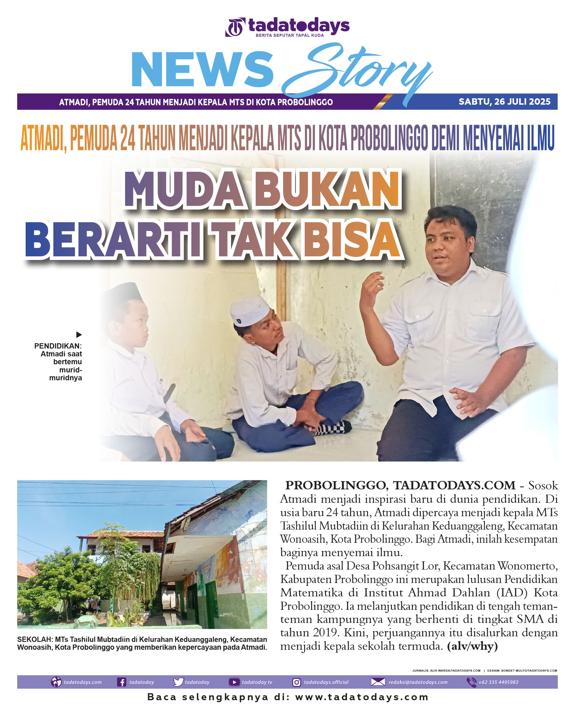 Atmadi, Pemuda 24 Tahun Jadi Kepala MTs di Kota Probolinggo demi Menyemai Ilmu