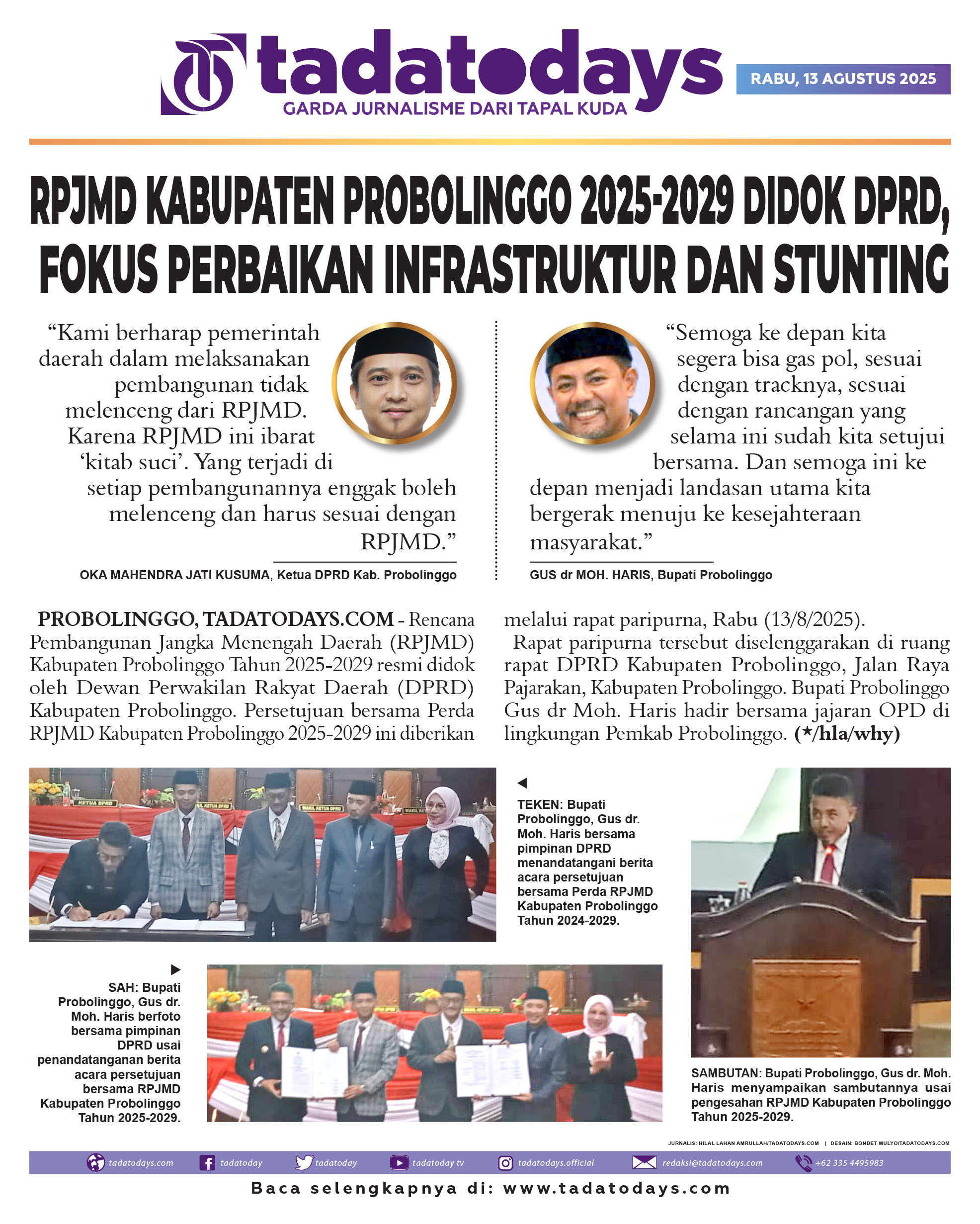 RPJMD Kabupaten Probolinggo 2025-2029 Didok DPRD, Fokus Perbaikan Infrastruktur & Stunting