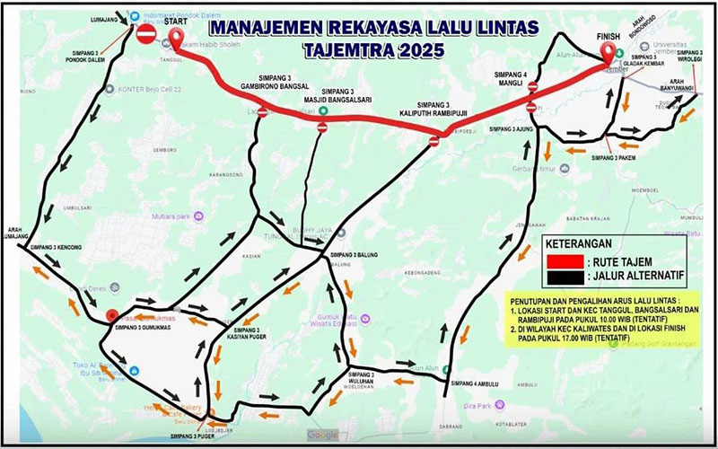 Ada Event Tajemtra Sabtu 23 Agustus, Dishub Jember Alihkan Arus sejak Pagi