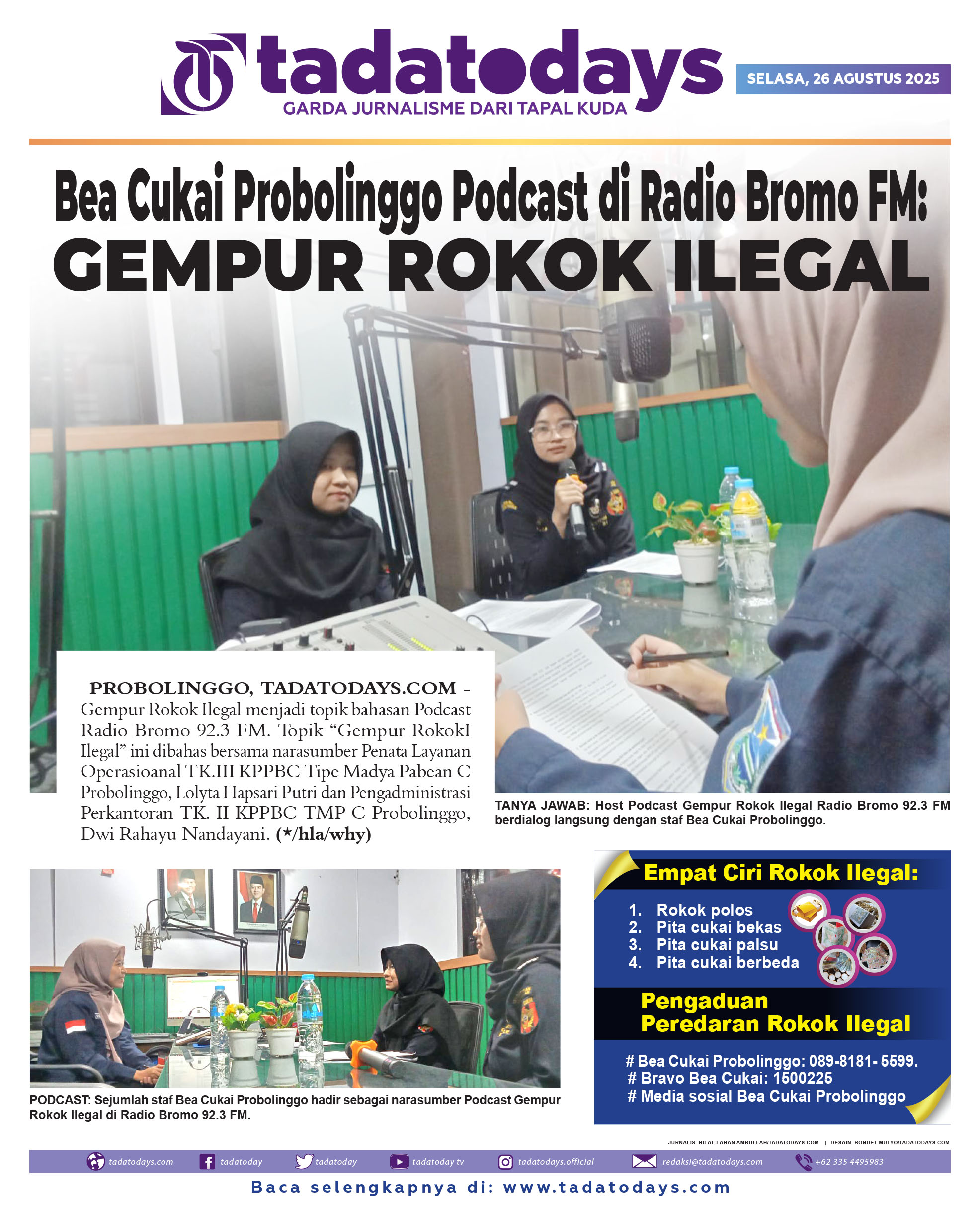 Bea Cukai Probolinggo Adakan Podcast di Radio Bromo FM: Gempur Rokok Ilegal