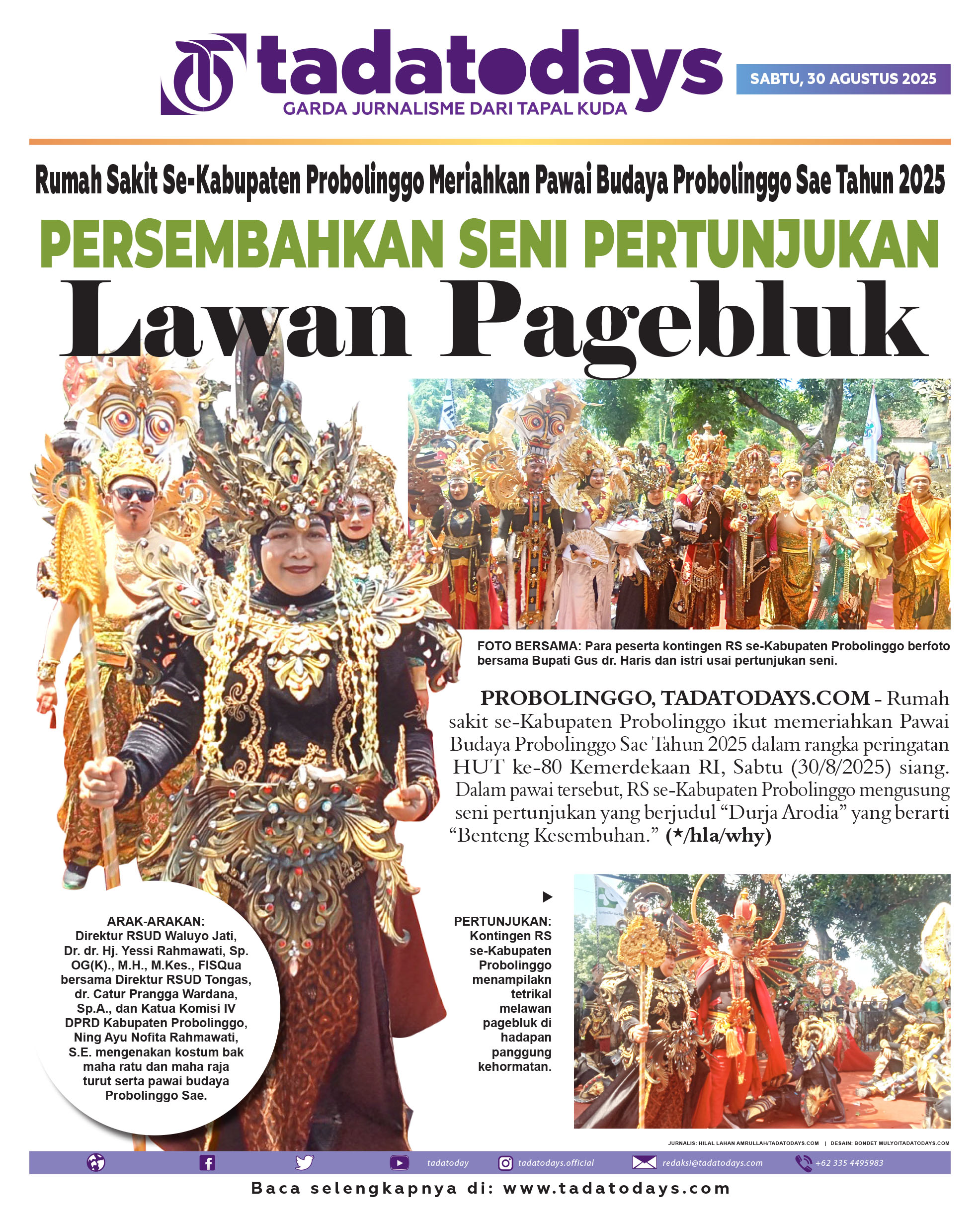 Rumah Sakit Se-Kabupaten Probolinggo Memeriahkan Pawai Budaya Probolinggo Sae Tahun 2025