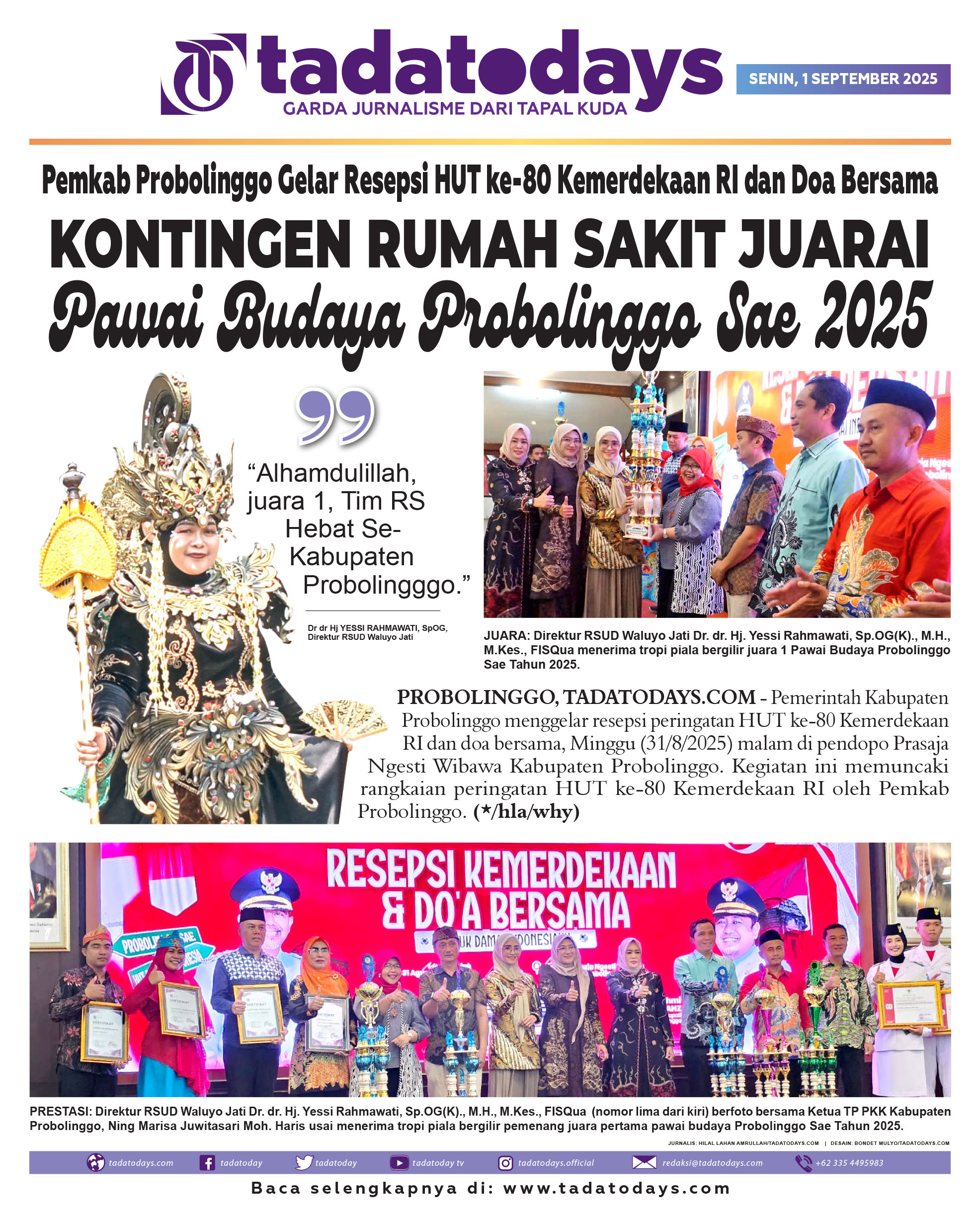 Pemkab Probolinggo Menggelar Resepsi HUT ke-80 Kemerdekaan RI dan Doa Bersama