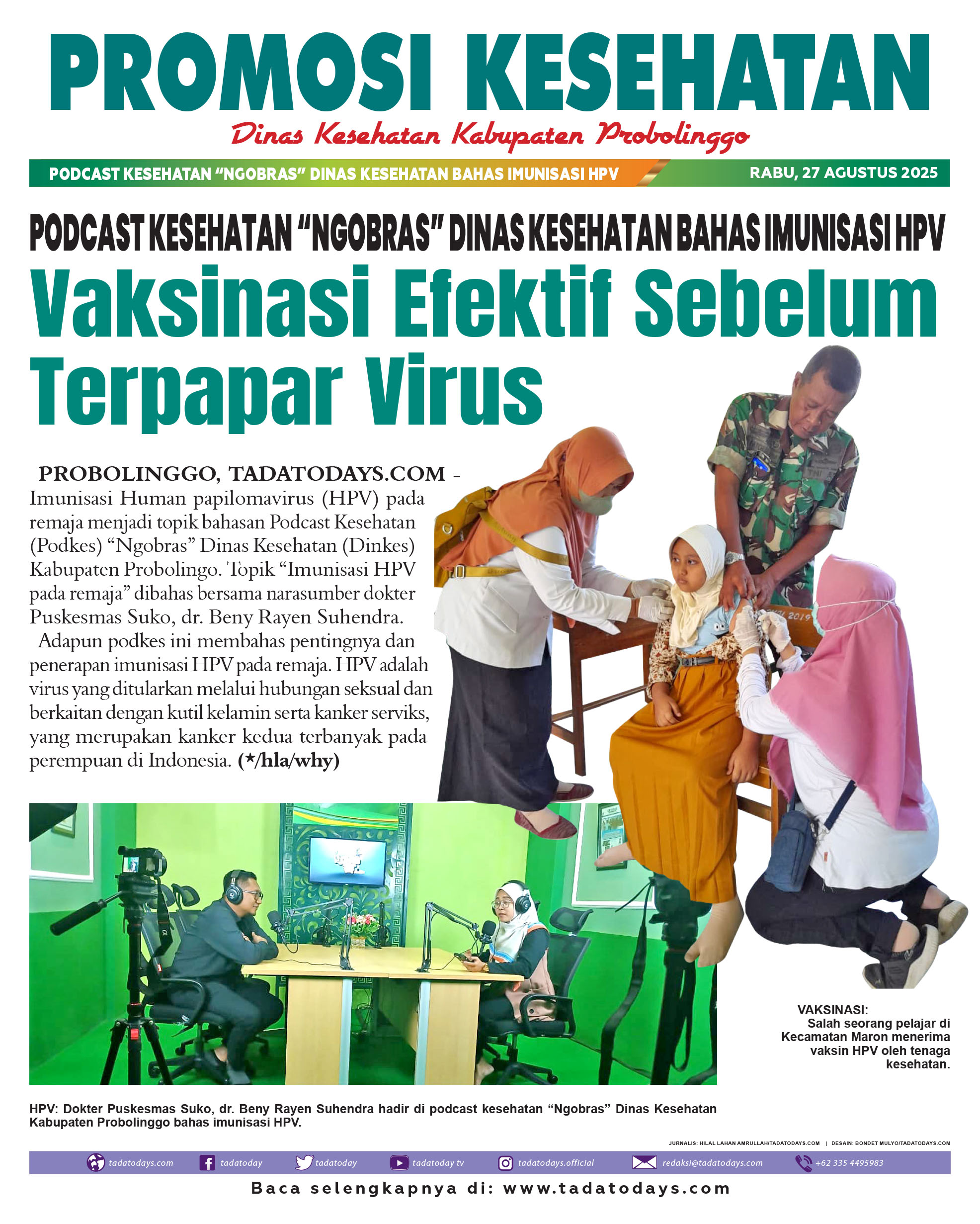 Podcast Kesehatan "Ngobras" Dinas Kesehatan Membahas Imunisasi HPV