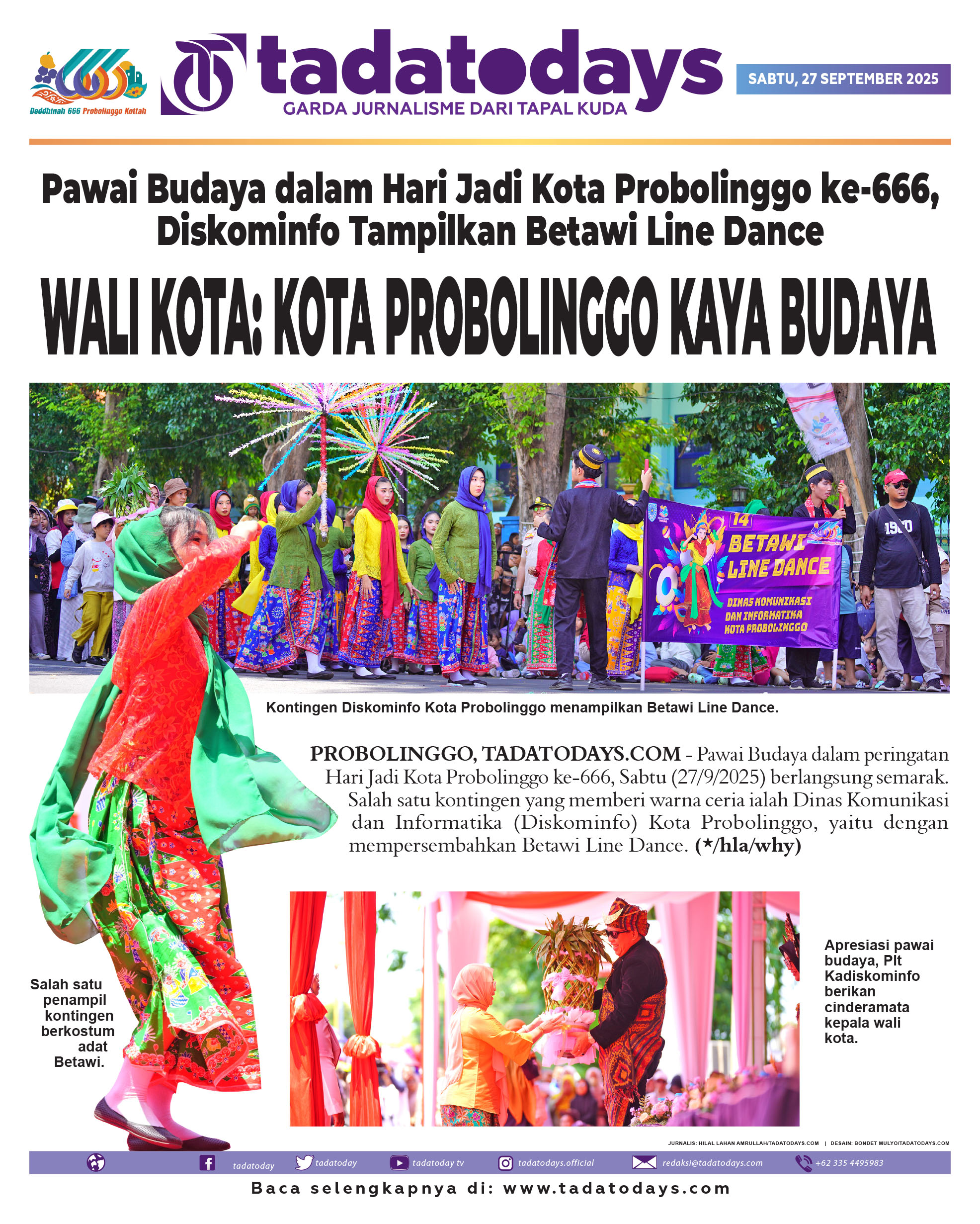 Pawai Budaya dalam Hari Jadi Kota Probolinggo ke-666, Diskominfo Menampilkan Betawi Line Dance