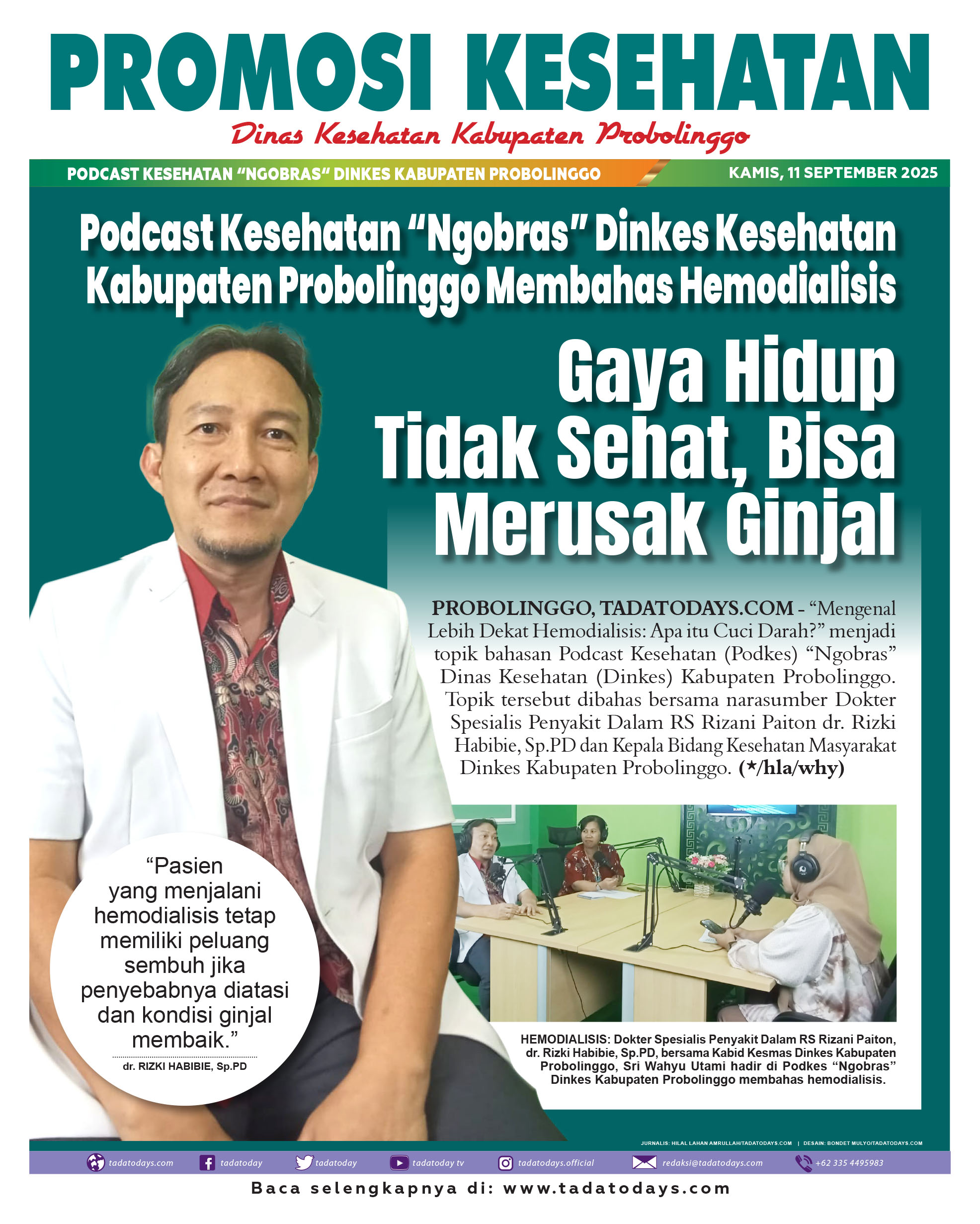 Podcast Kesehatan “Ngobras” Dinkes Kesehatan Kabupaten Probolinggo Bahas Hemodialisis