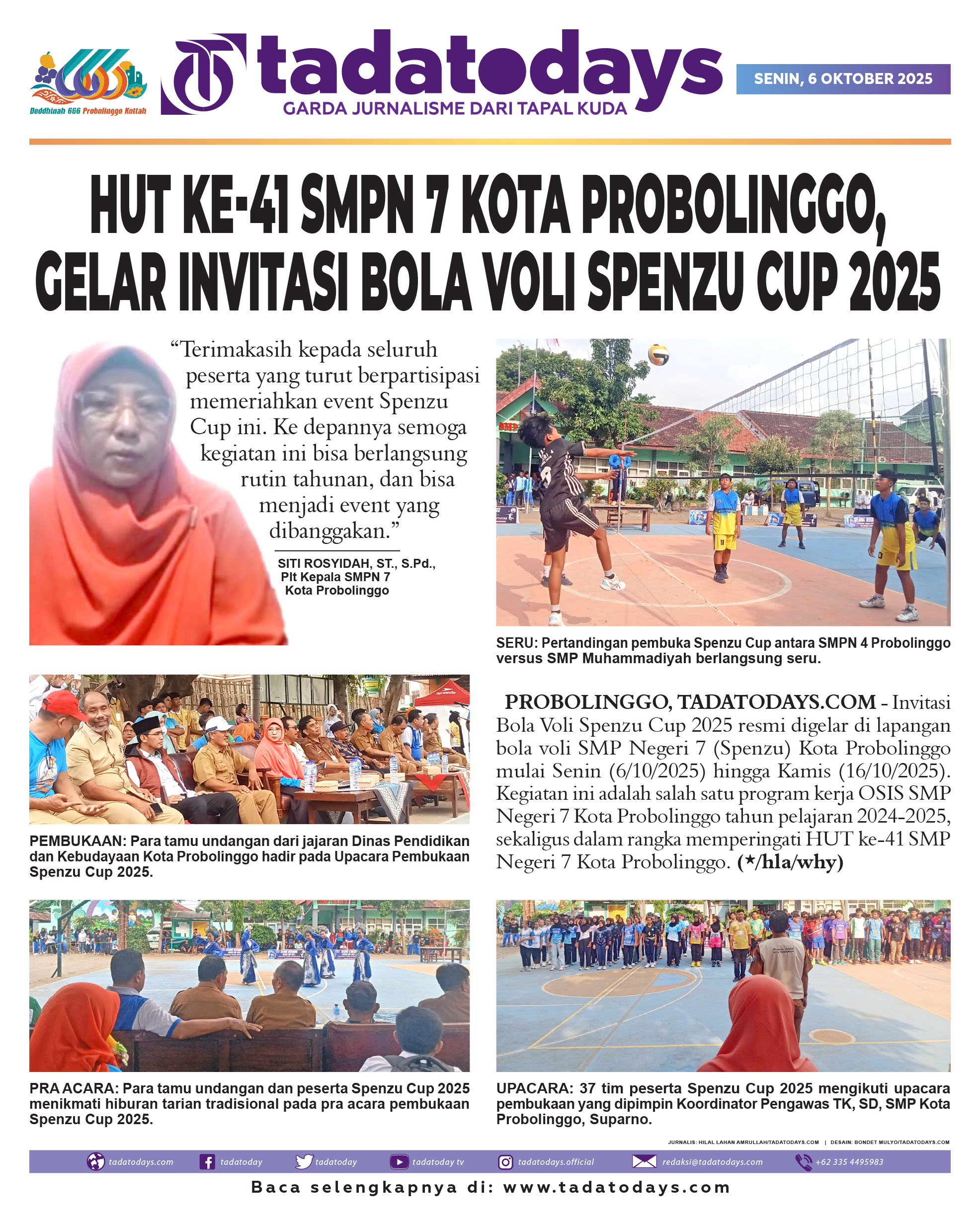 HUT ke-41 SMPN 7 Kota Probolinggo, Gelar Invitasi Bola Voli Spenzu Cup 2025