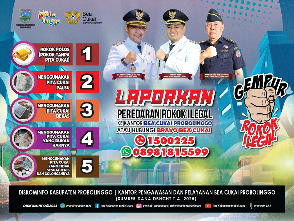 Pemkab Probolinggo bersama dengan Bea Cukai Probolinggo Gempur Rokok Ilegal