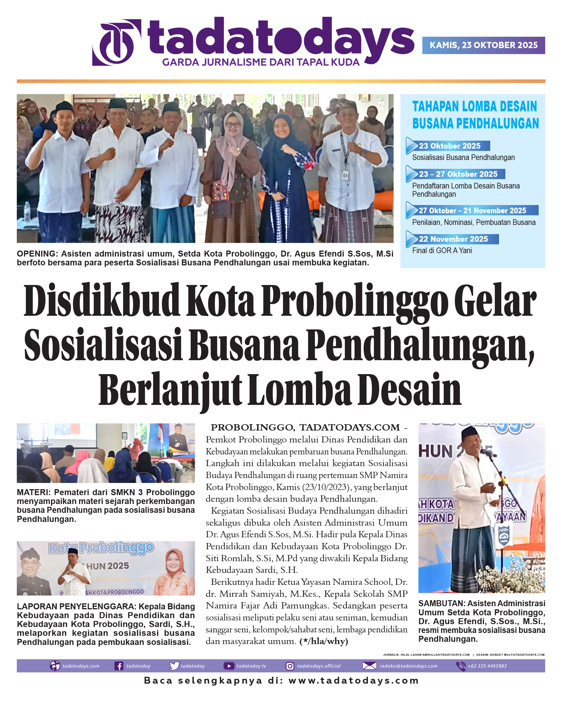 Disdikbud Kota Probolinggo Menggelar Sosialisasi Busana Pendhalungan, Berlanjut Lomba Desain