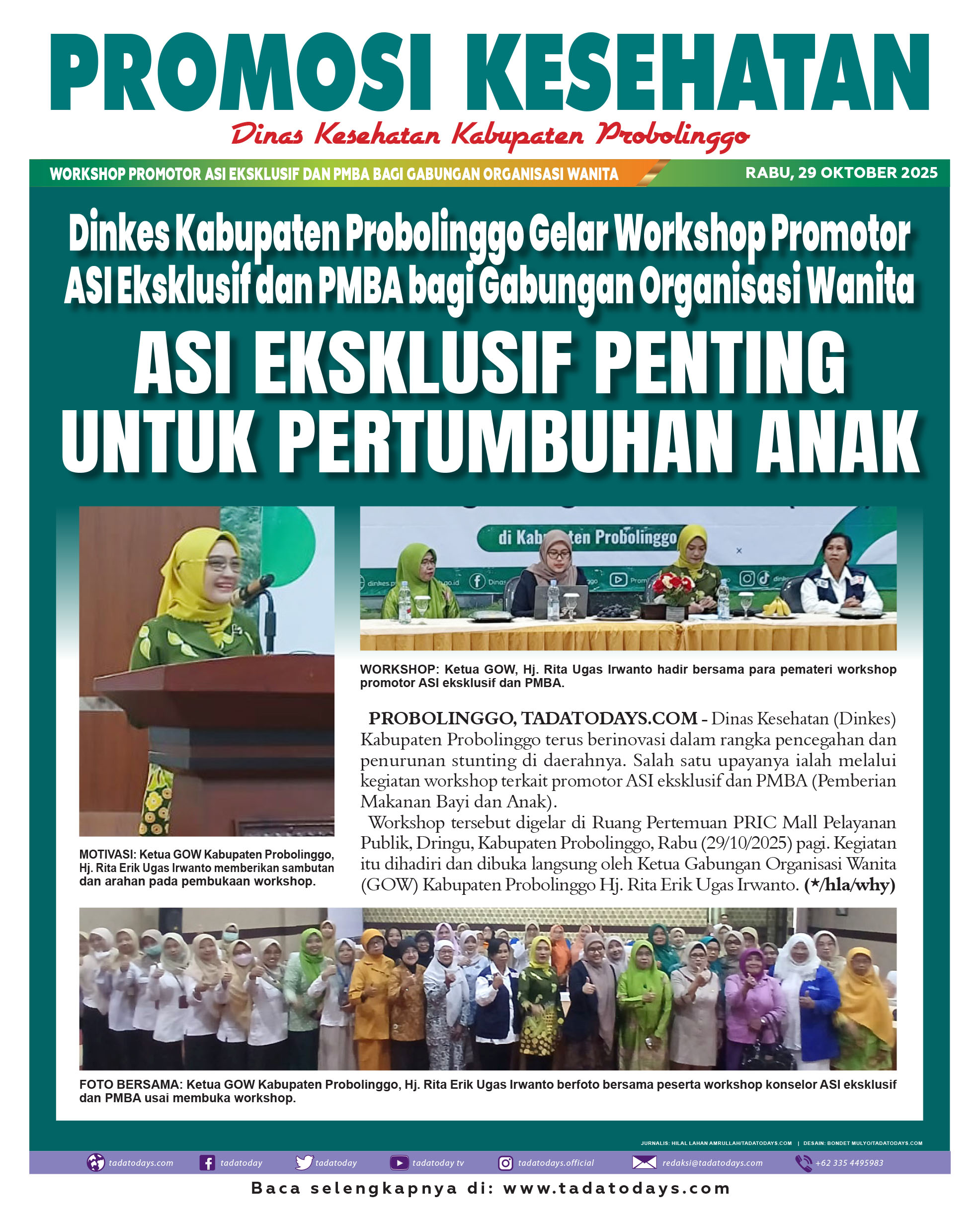 Dinkes Kabupaten Probolinggo Menggelar Workshop Promotor ASI Eksklusif dan PMBA bagi Gabungan Organisasi Wanita