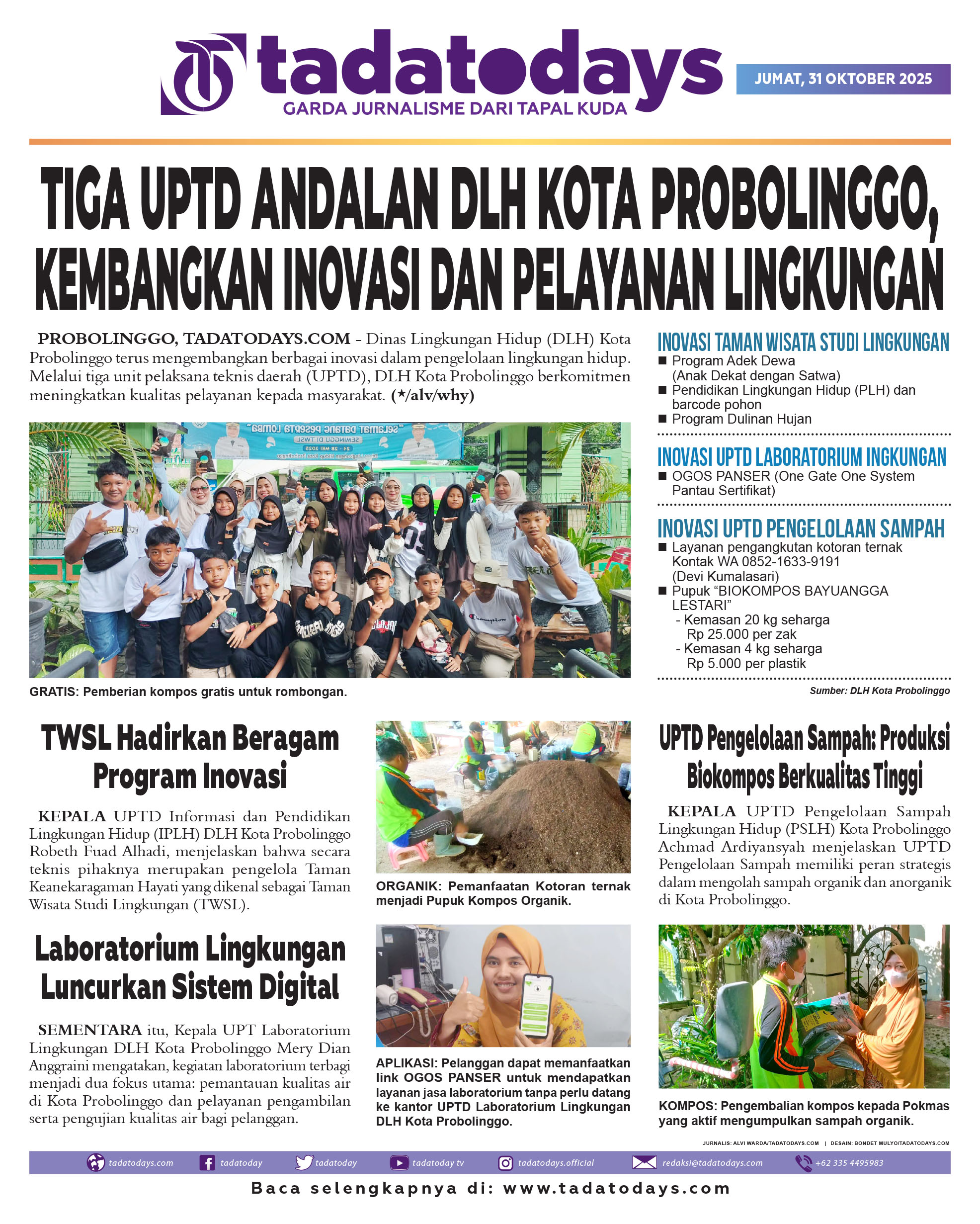 Tiga UPTD Andalan DLH Kota Probolinggo, Mengembangkan Inovasi dan Pelayanan Lingkungan