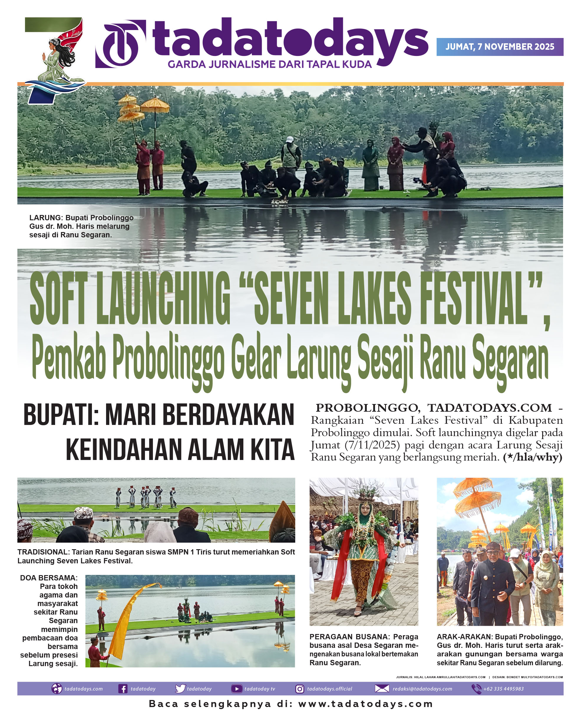 Soft Launching “Seven Lakes Festival”, Pemkab Probolinggo Menggelar Larung Sesaji Ranu Segaran