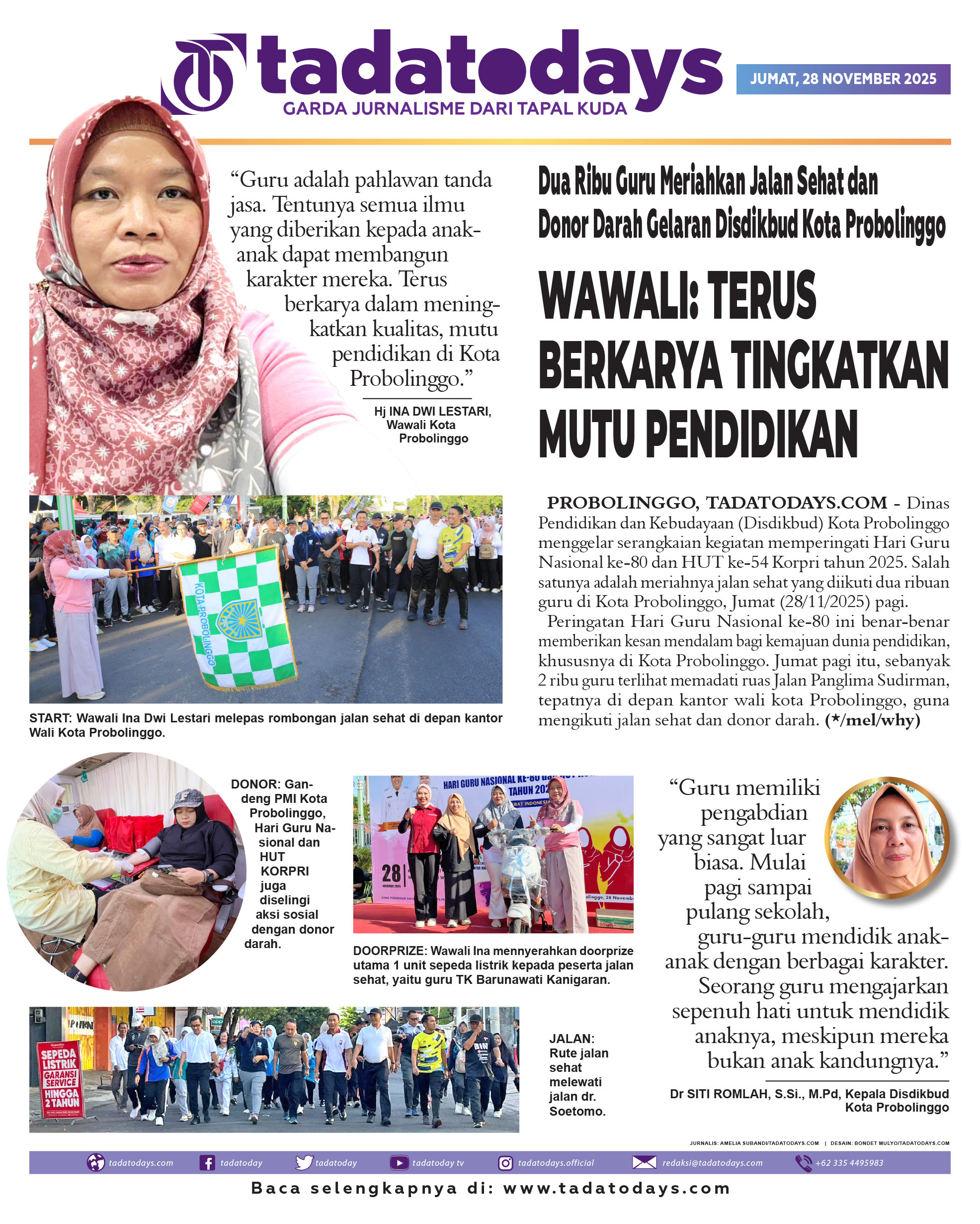 Dua Ribu Guru Memeriahkan Jalan Sehat dan Donor Darah Gelaran Disdikbud Kota Probolinggo