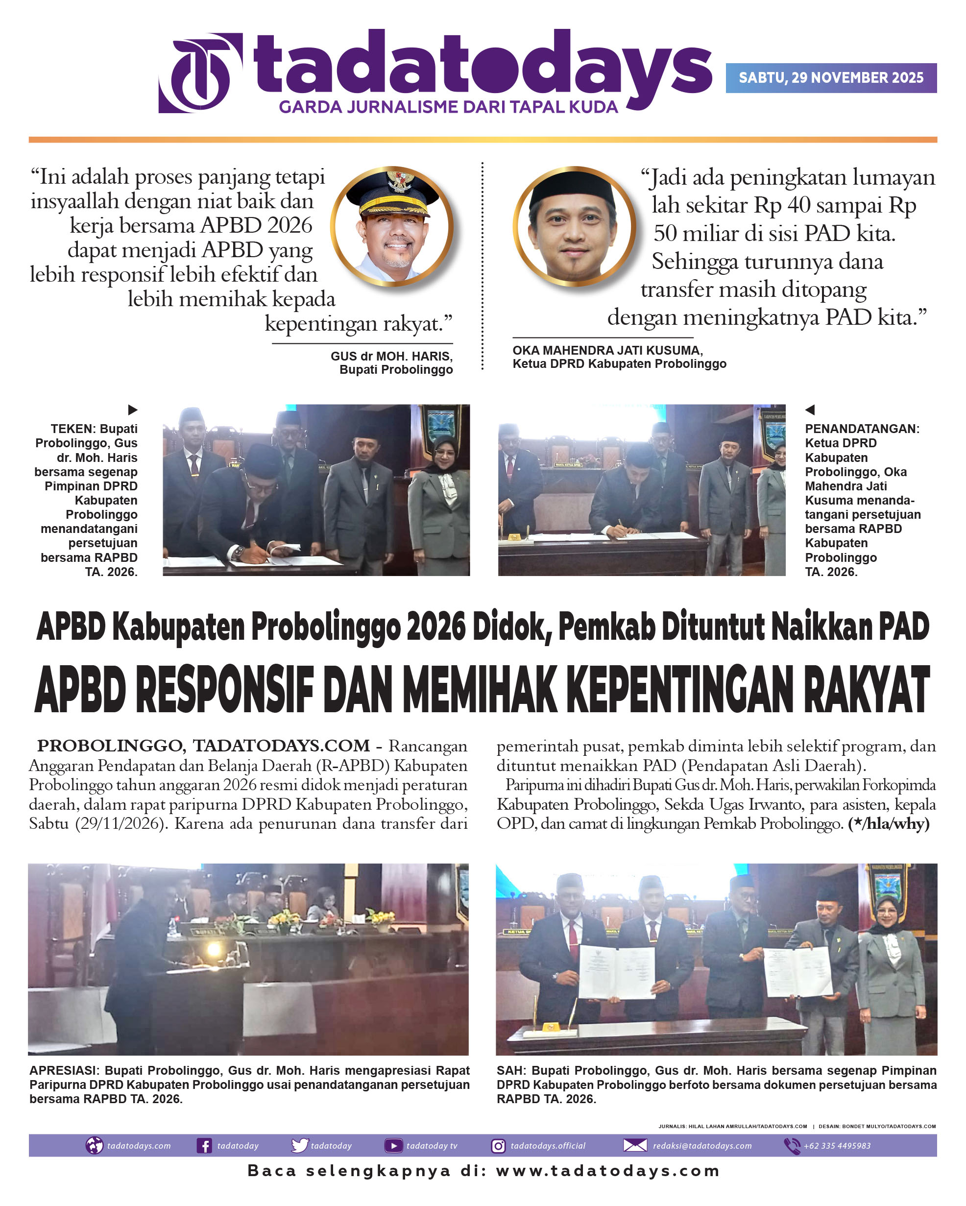 APBD Kabupaten Probolinggo 2026 Didok, Pemkab Dituntut Menaikkan PAD